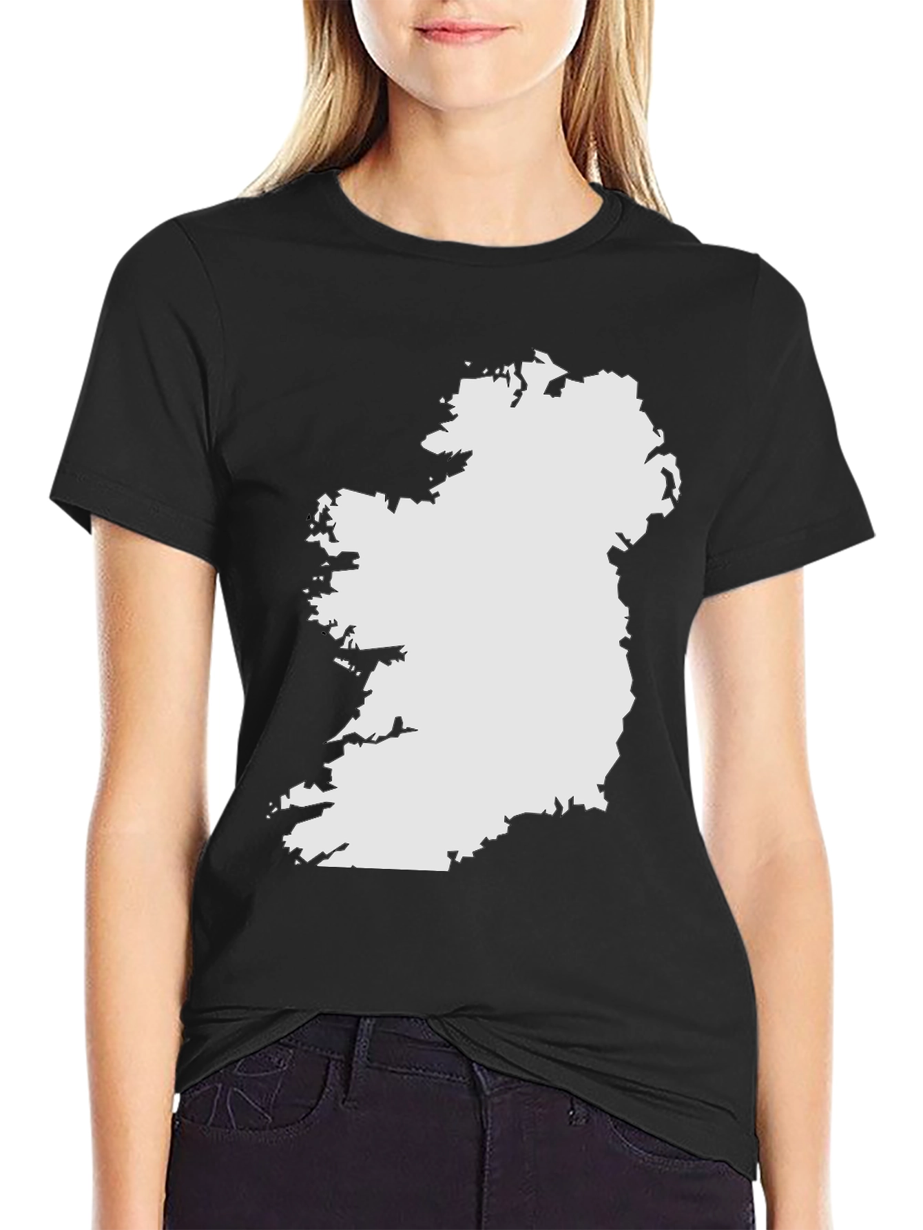 Ireland Map Graphic Tee - Black Cotton T-Shirt