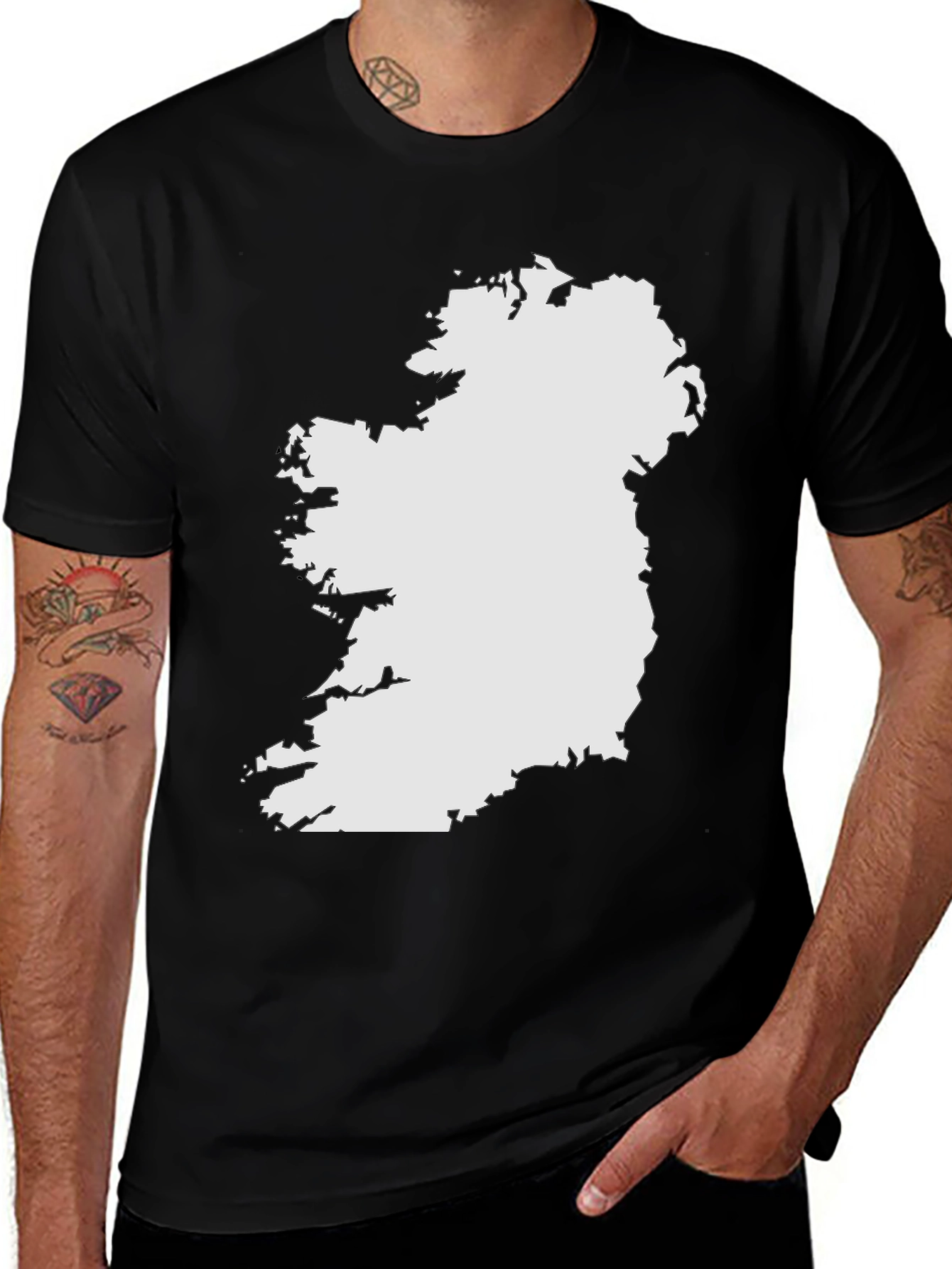 Ireland Map Graphic Tee - Black Cotton T-Shirt
