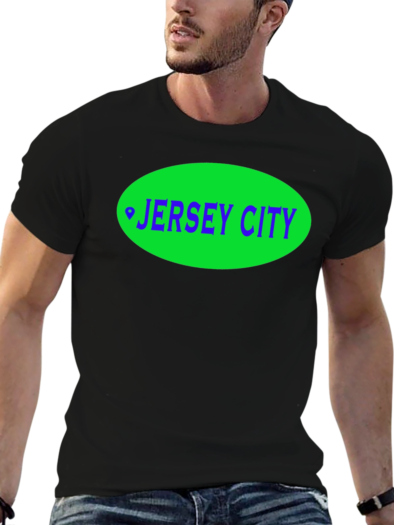 Jersey City T-Shirt - Green Oval Design