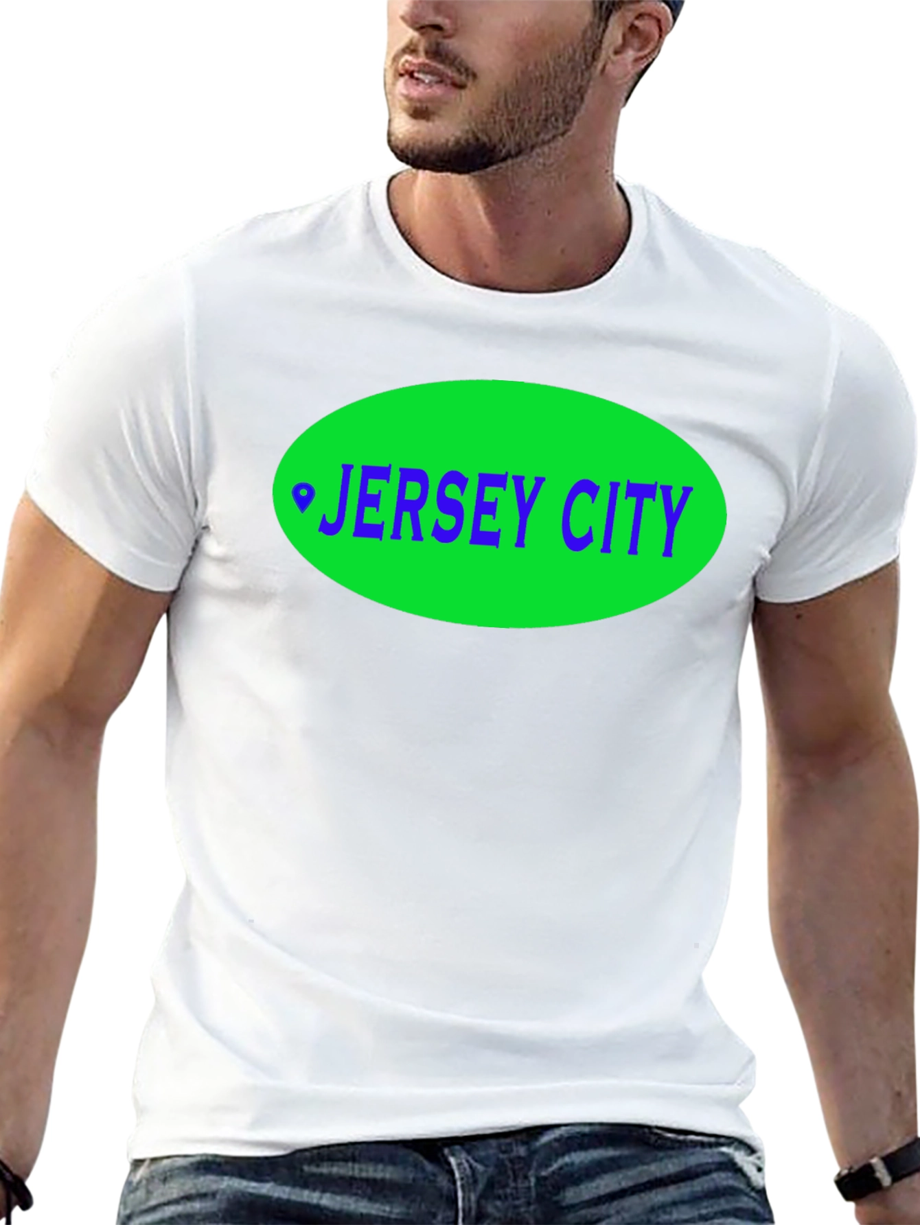 Jersey City T-Shirt - Green Oval Design