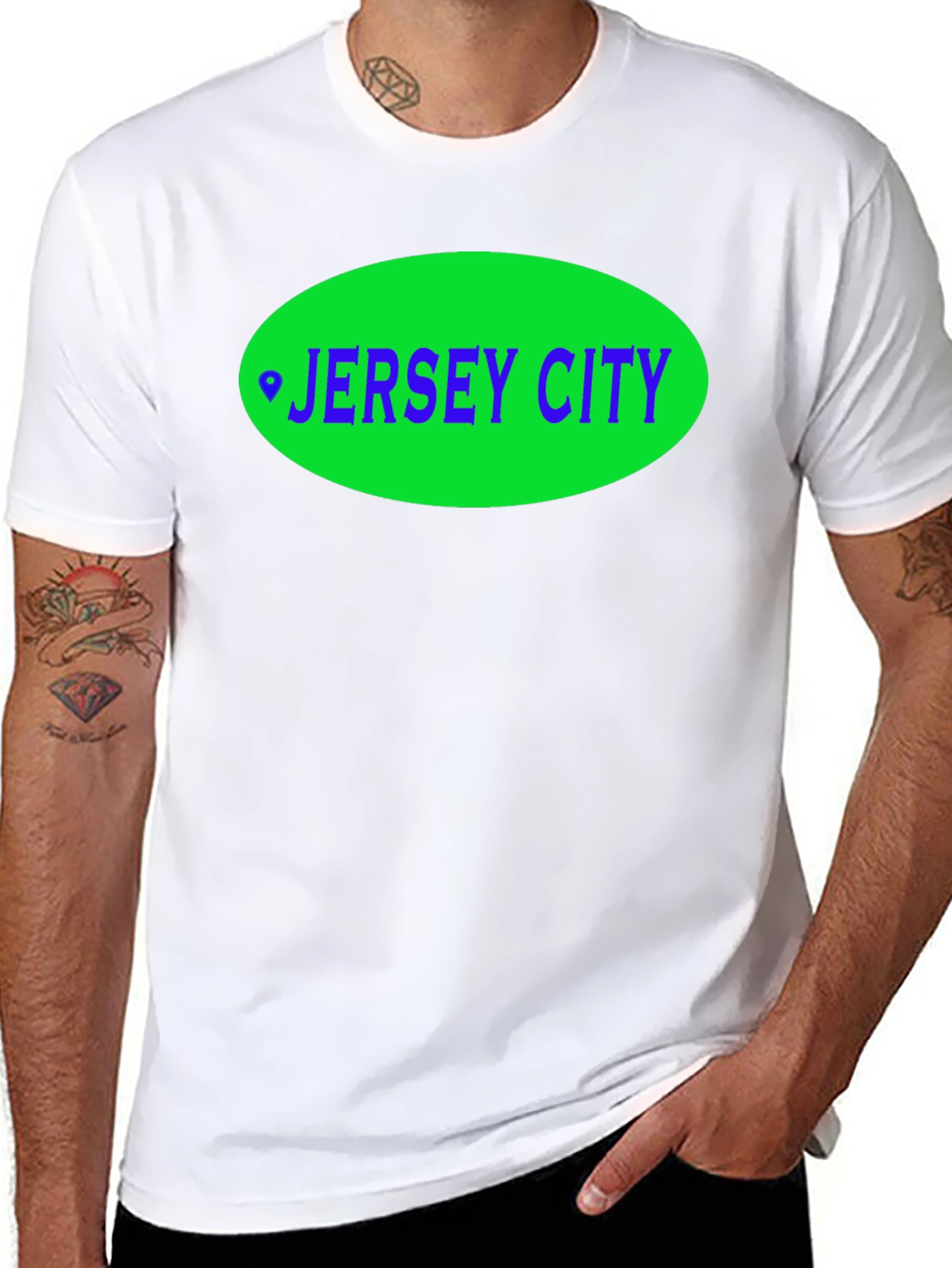 Jersey City T-Shirt - Green Oval Design