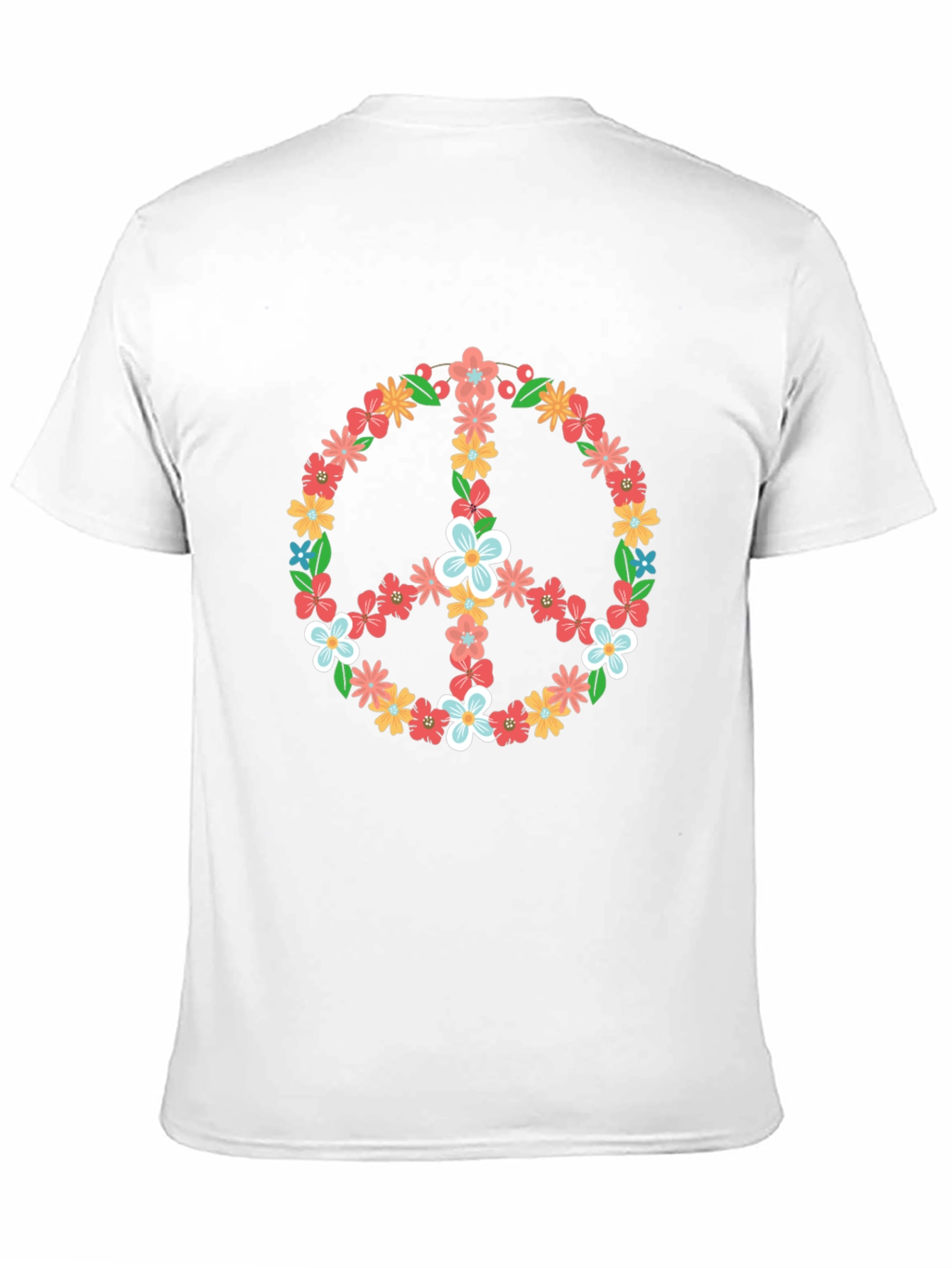 Floral Peace Sign Graphic Tee - Black T-Shirt