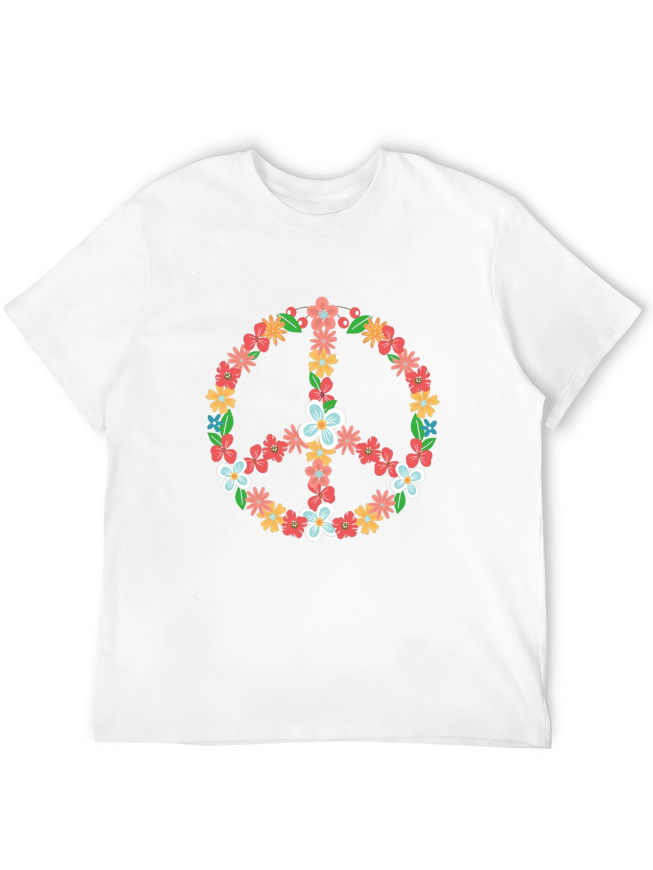 Floral Peace Sign Graphic Tee - Black T-Shirt