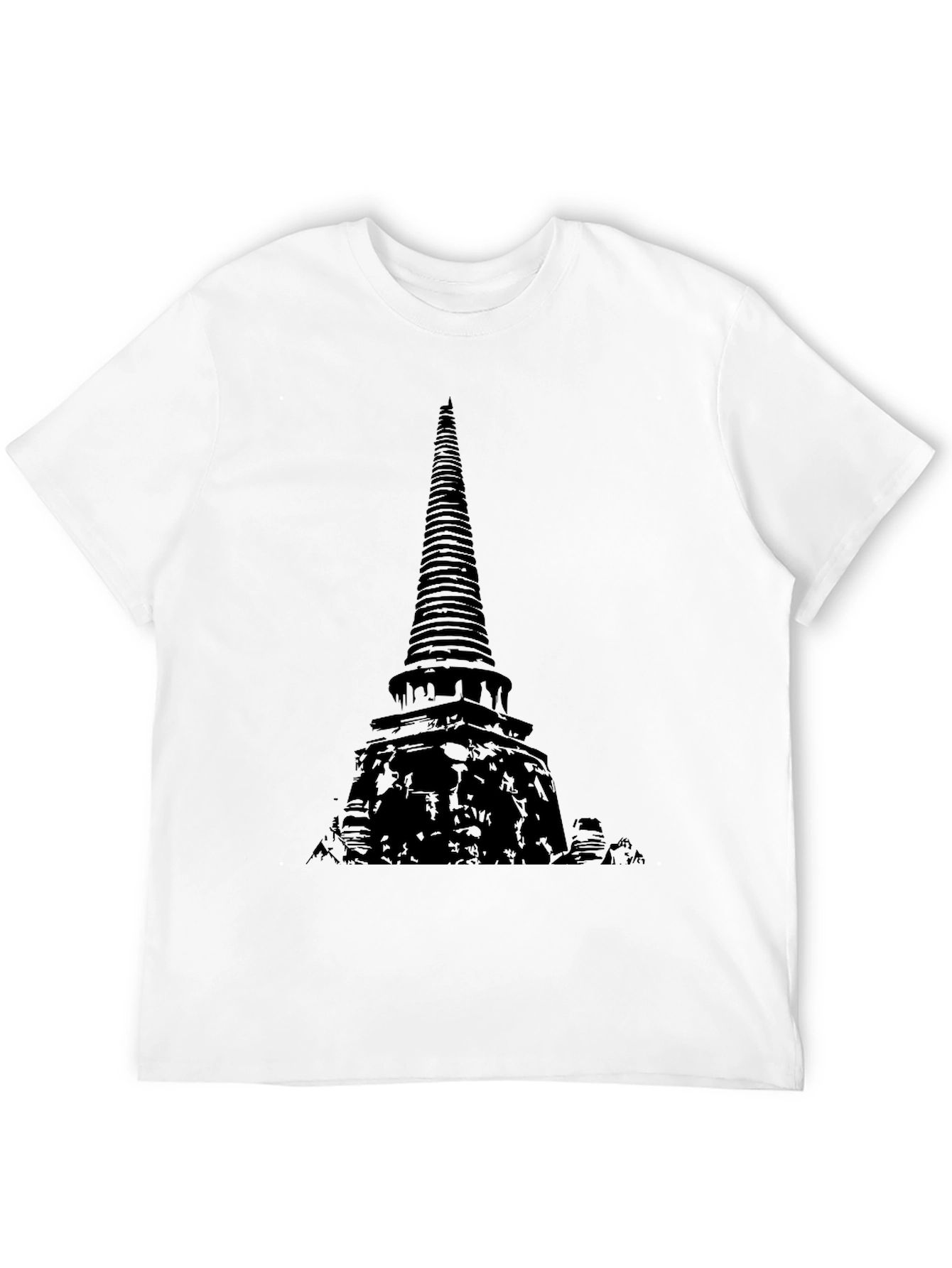Mens Black Temple Graphic T-Shirt