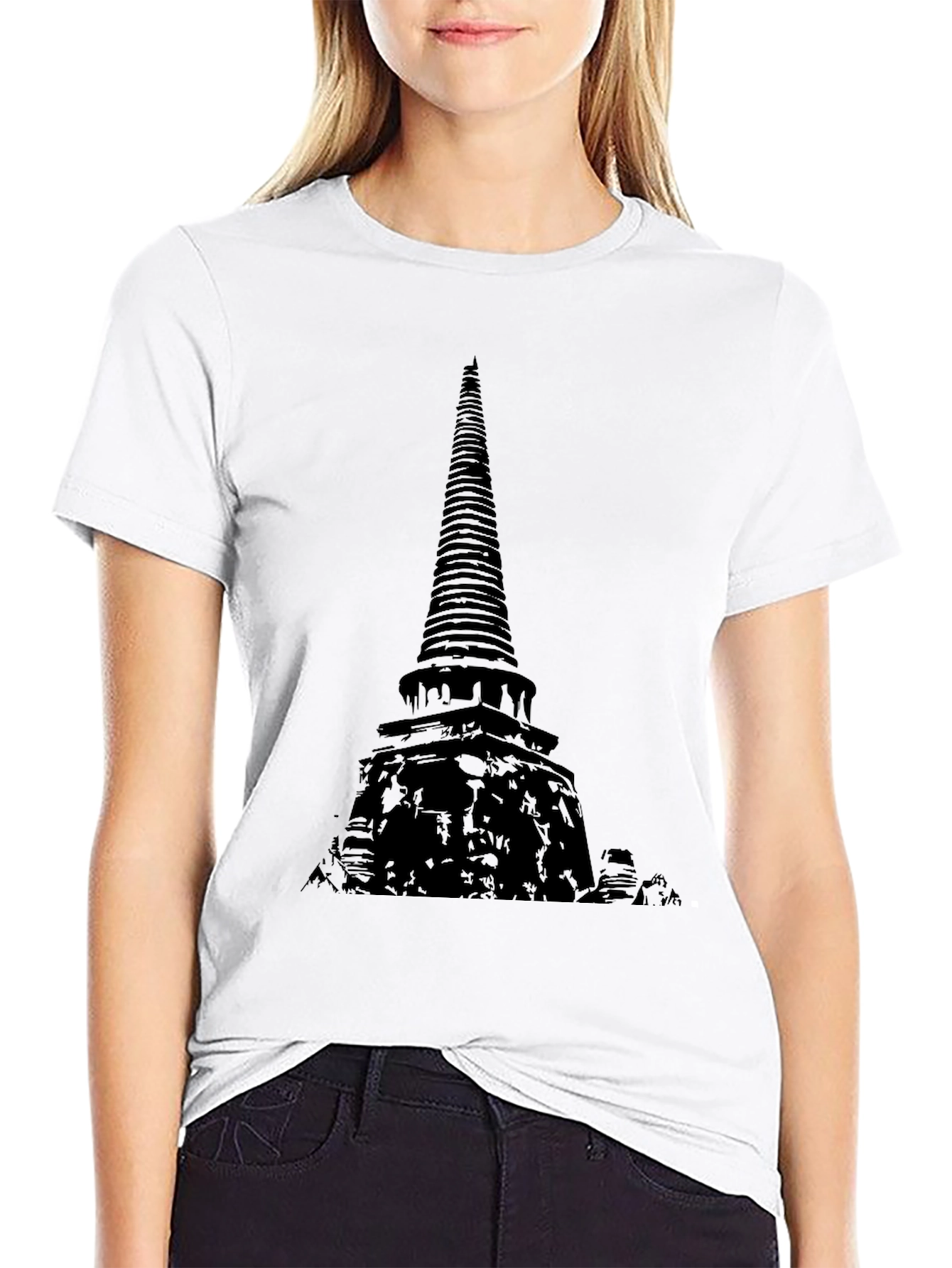 Mens Black Temple Graphic T-Shirt