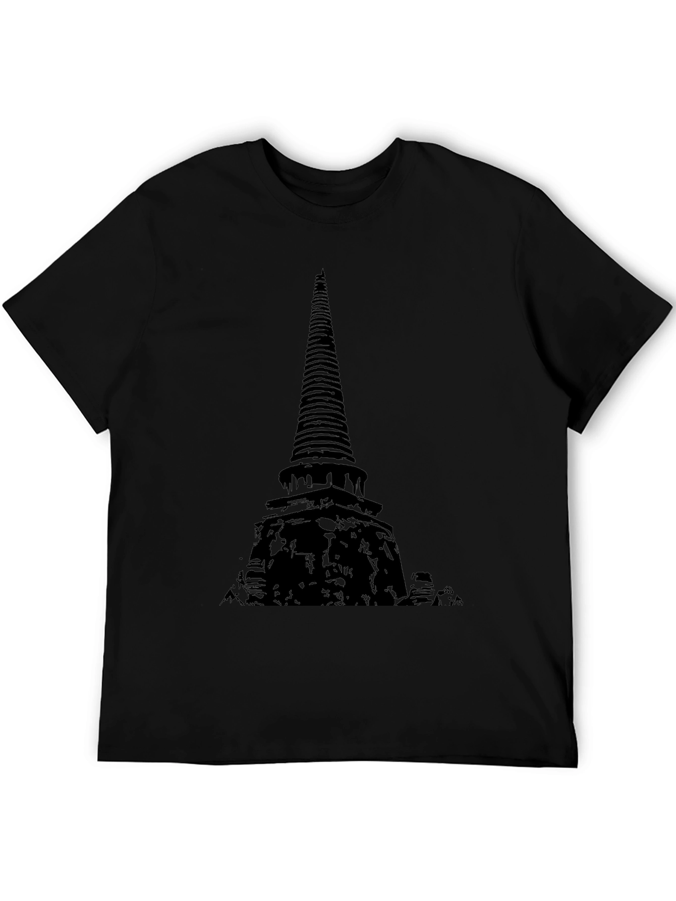 Mens Black Temple Graphic T-Shirt