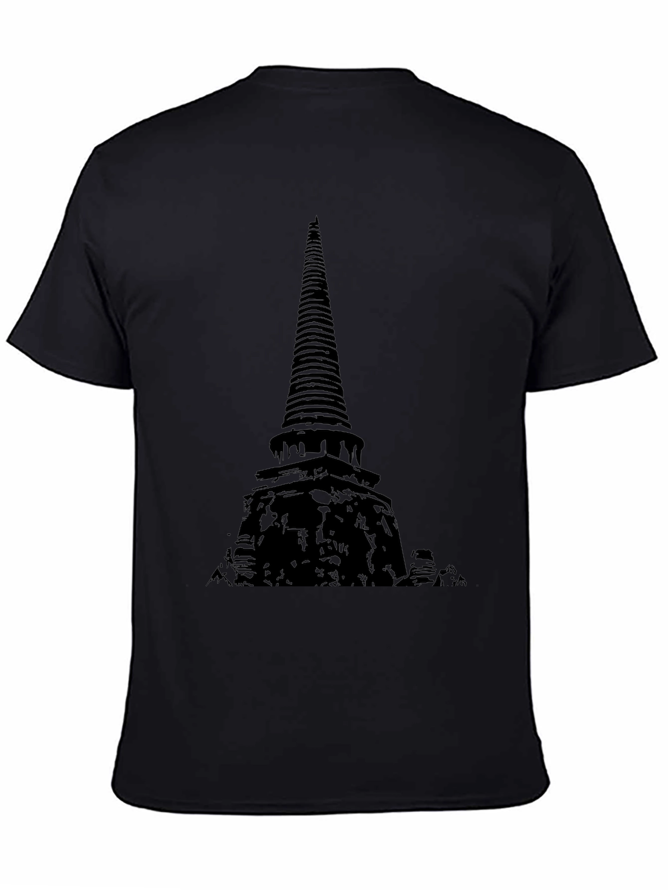 Mens Black Temple Graphic T-Shirt