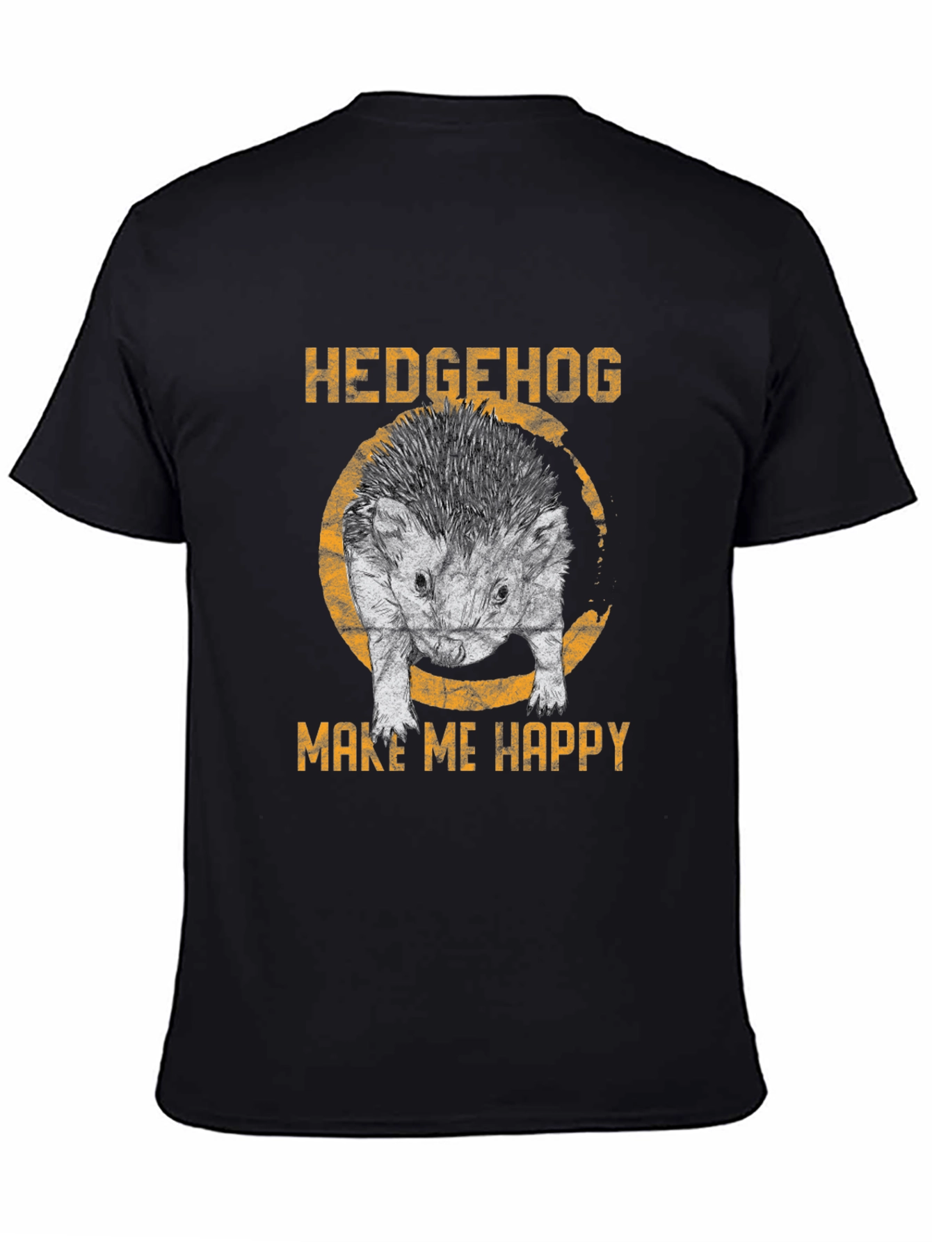 Hedgehog Make Me Happy Black T-Shirt