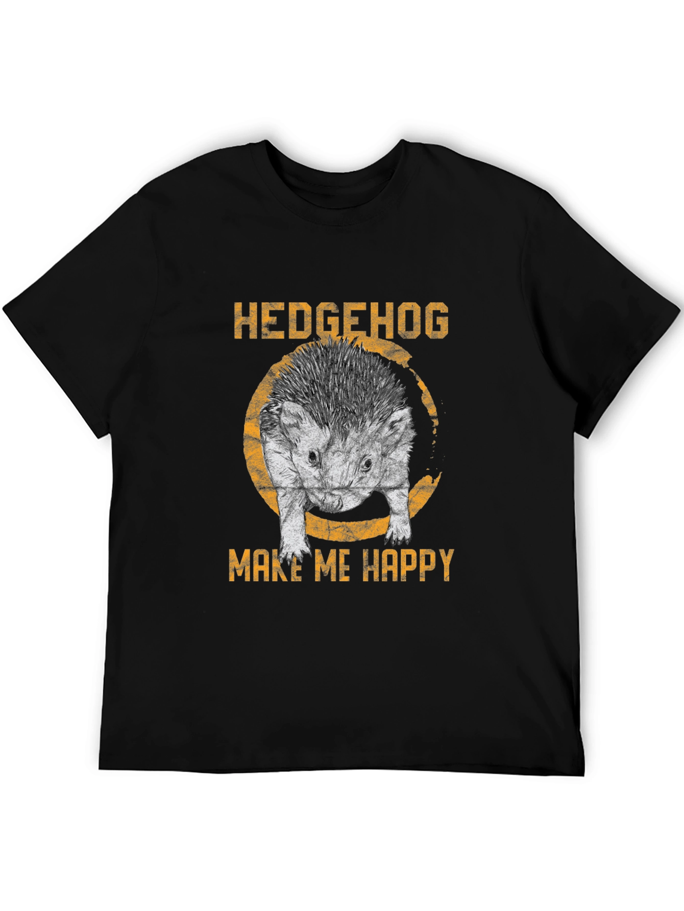 Hedgehog Make Me Happy Black T-Shirt