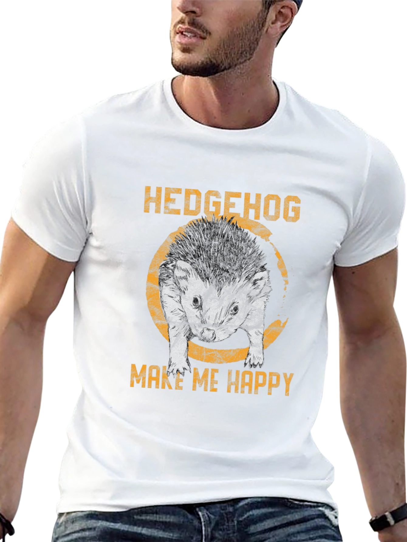 Hedgehog Make Me Happy Black T-Shirt