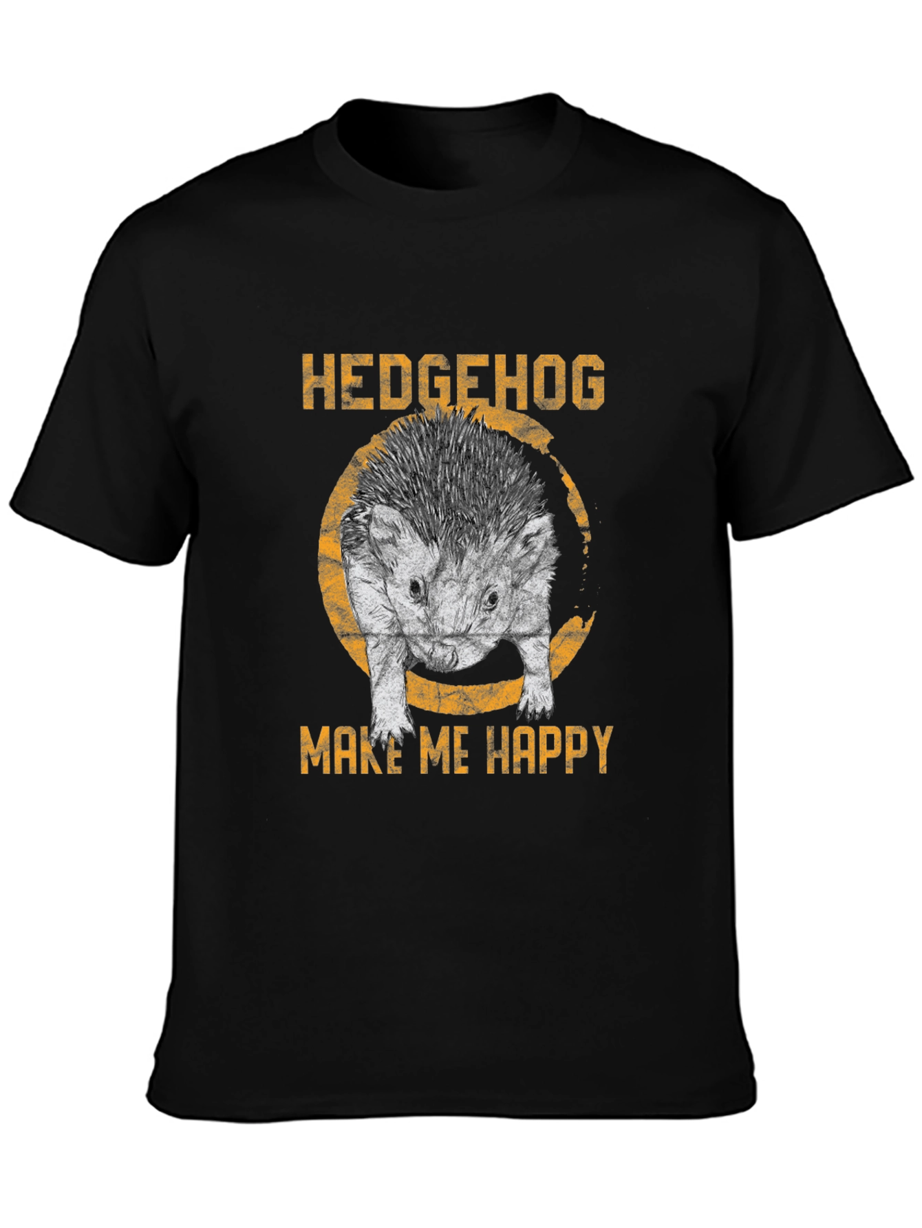 Hedgehog Make Me Happy Black T-Shirt