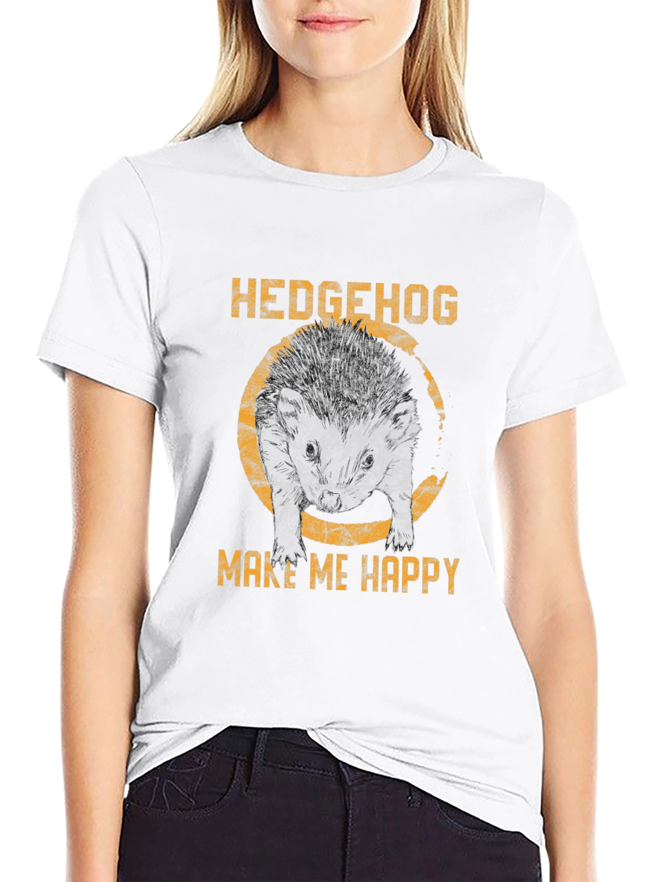 Hedgehog Make Me Happy Black T-Shirt
