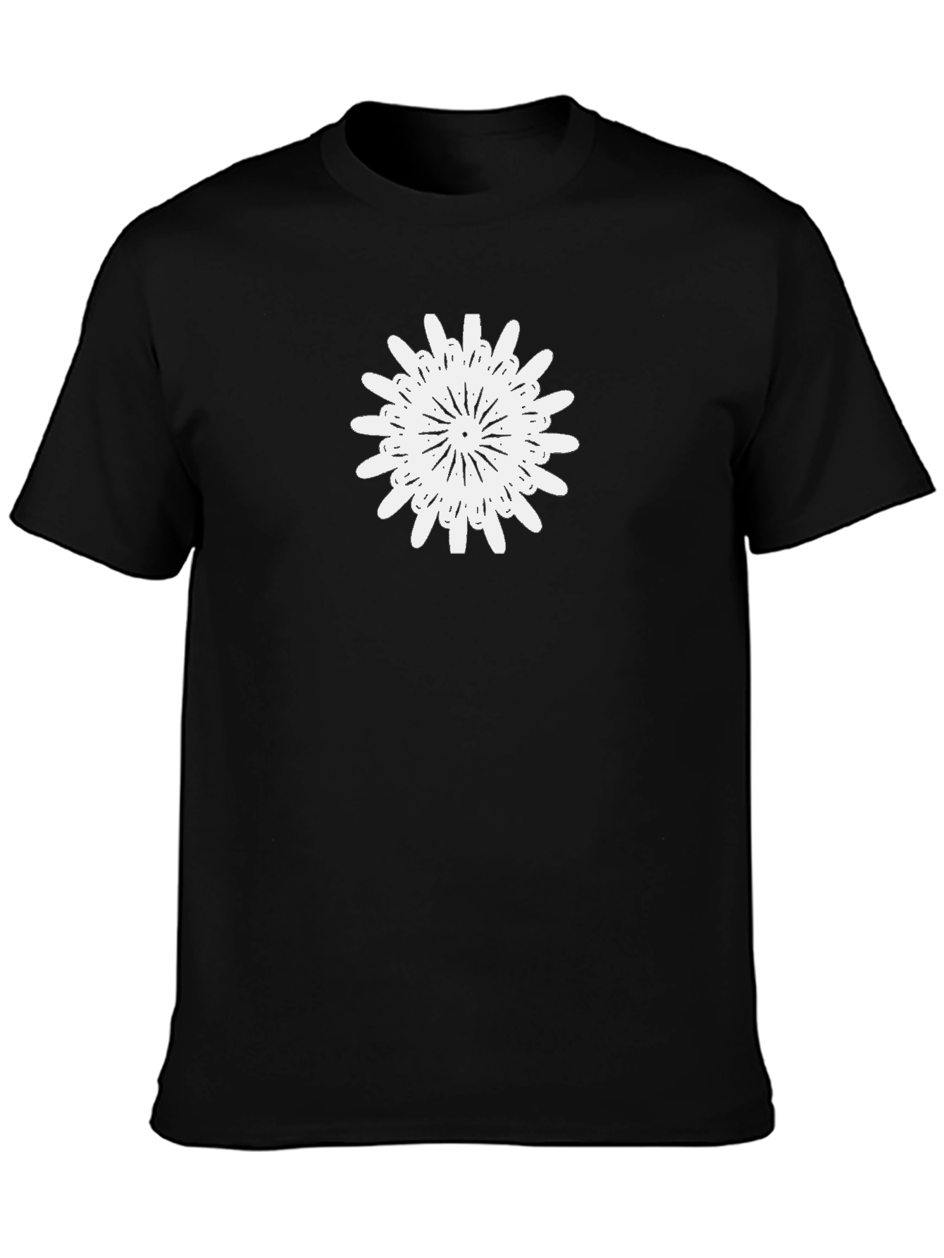 Geometric Floral Graphic Tee - Modern Black T-Shirt