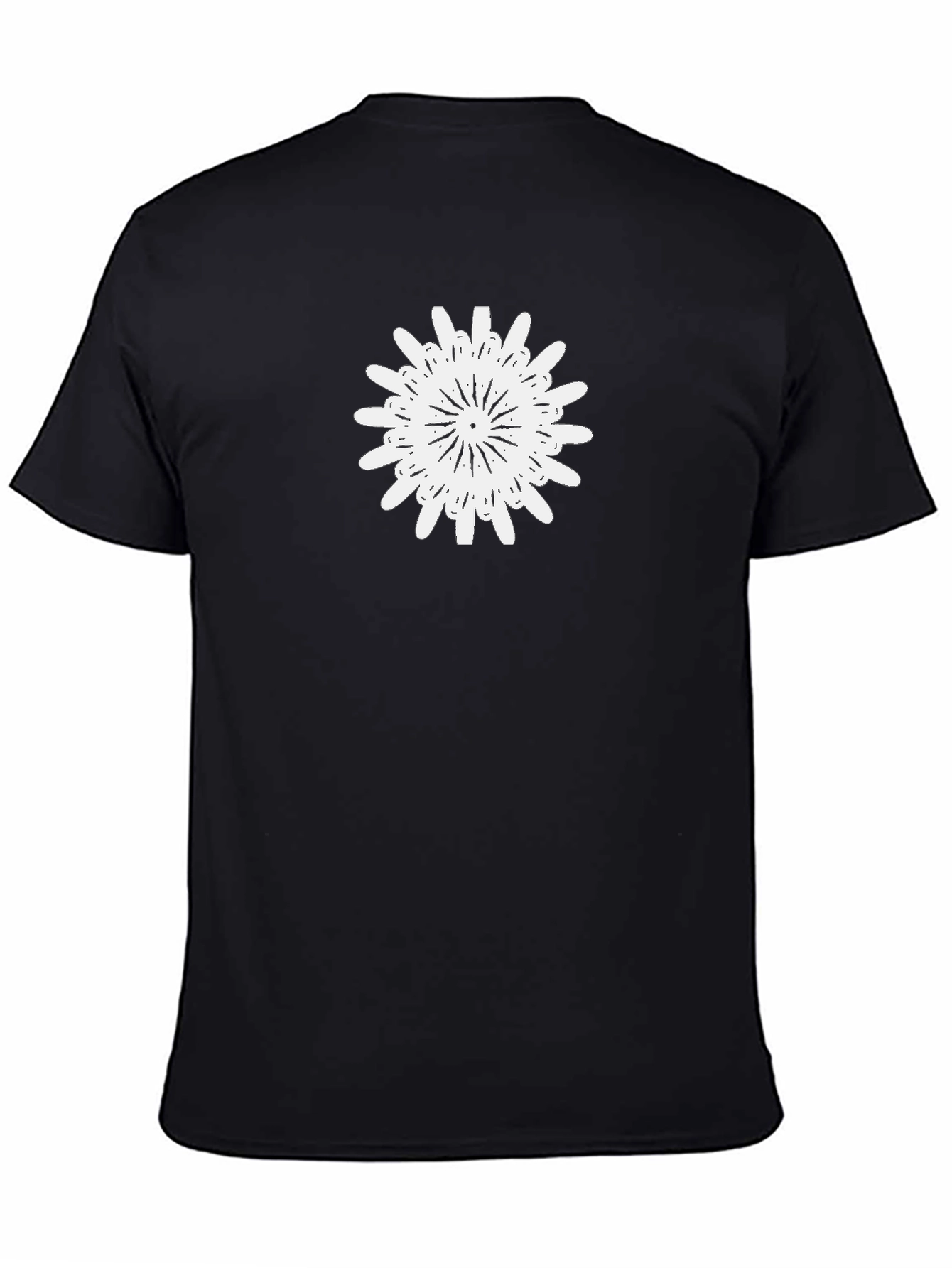 Geometric Floral Graphic Tee - Modern Black T-Shirt
