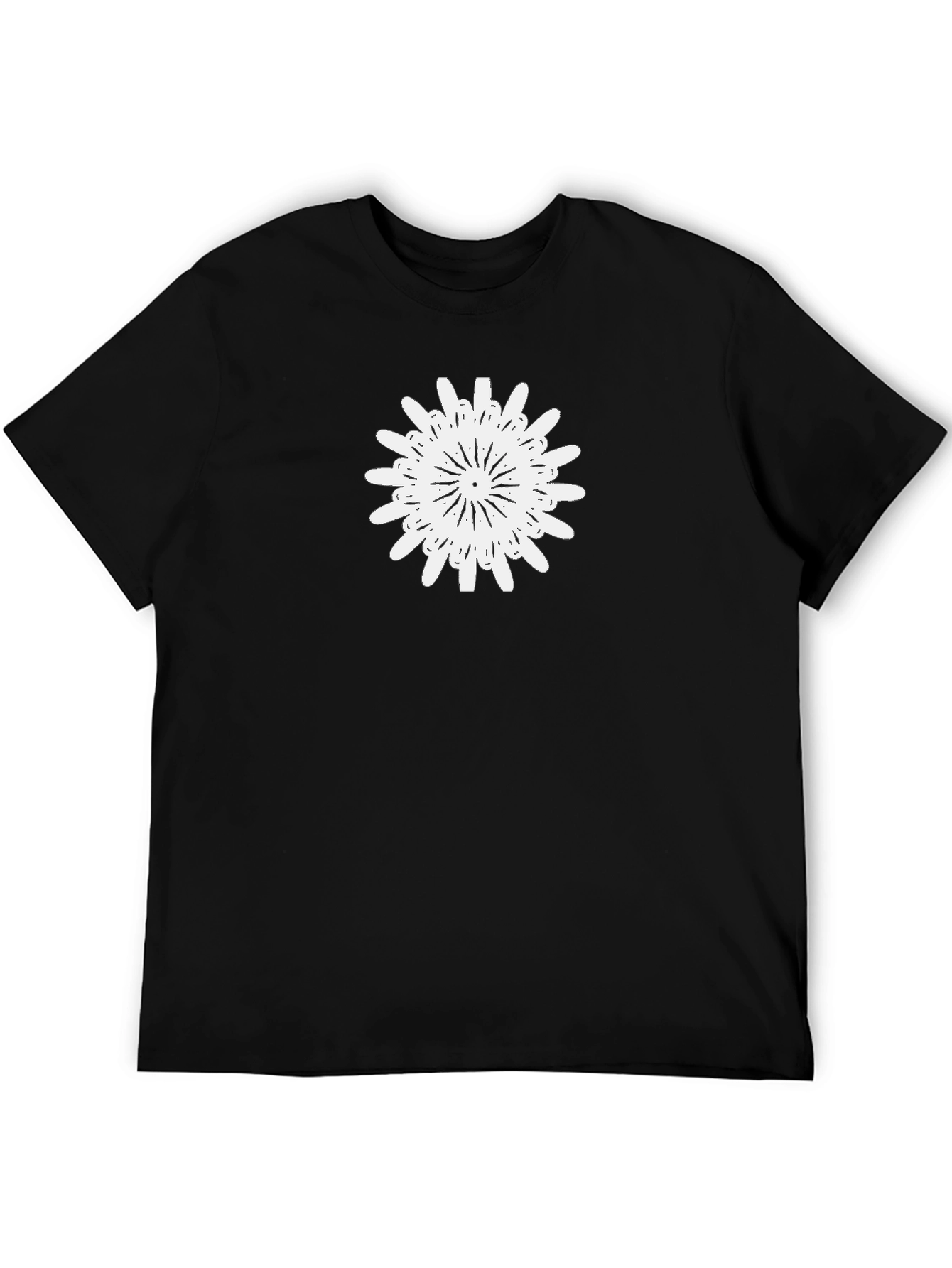 Geometric Floral Graphic Tee - Modern Black T-Shirt