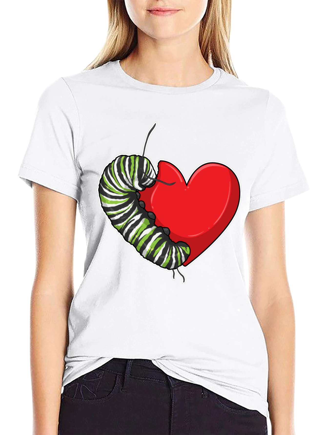 Caterpillar Heart Graphic T-Shirt - Soft Cotton