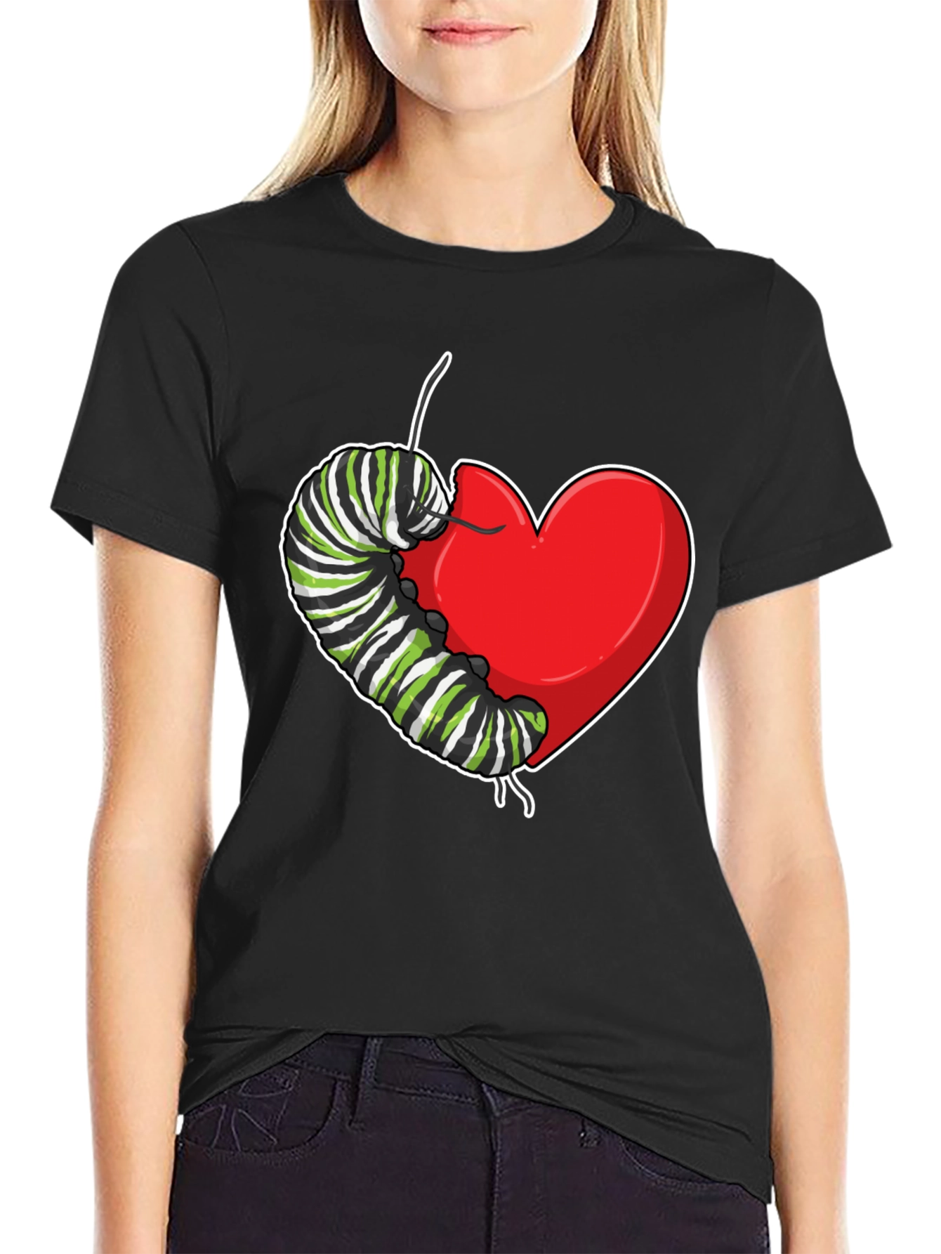 Caterpillar Heart Graphic T-Shirt - Soft Cotton