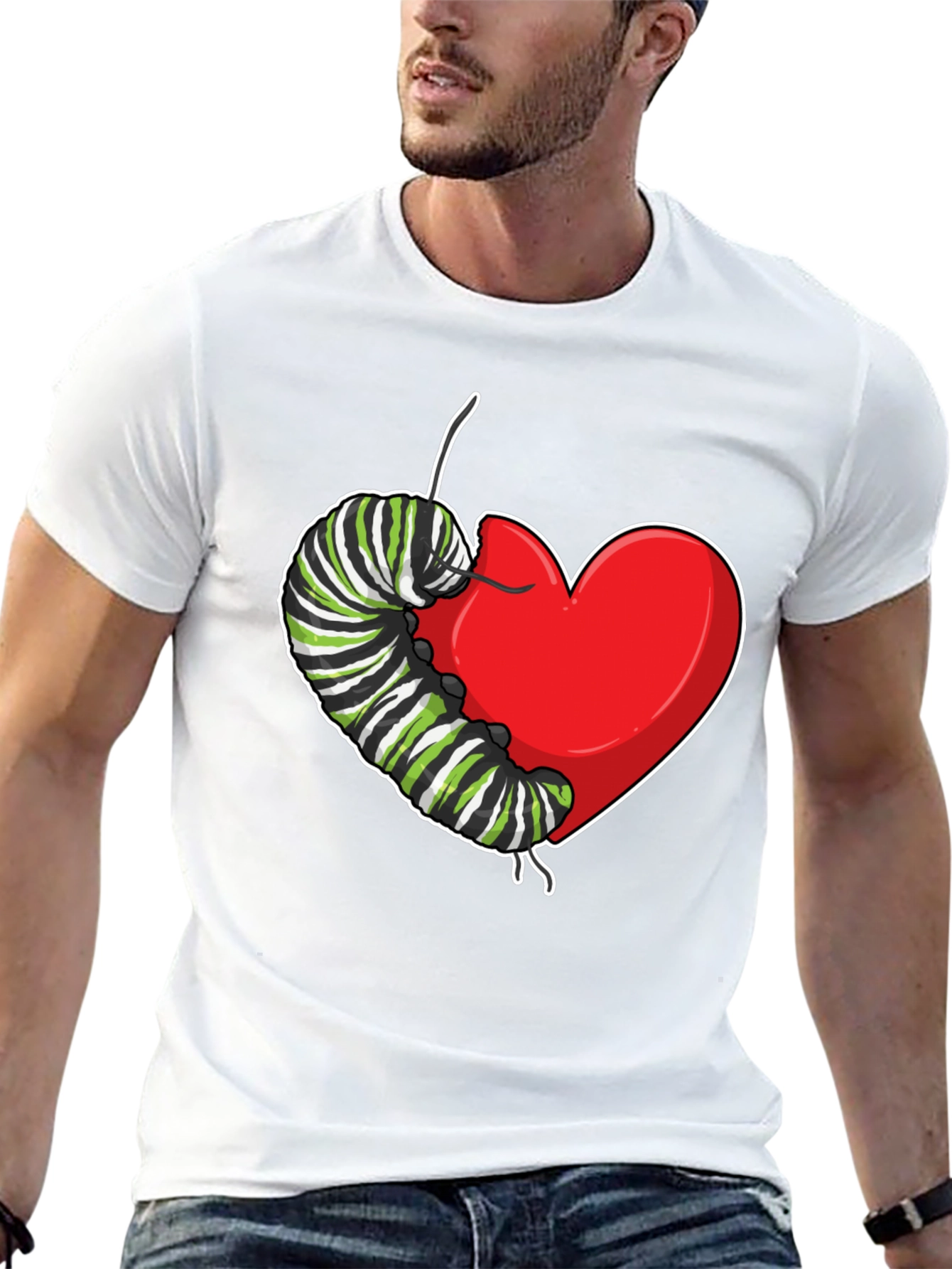 Caterpillar Heart Graphic T-Shirt - Soft Cotton