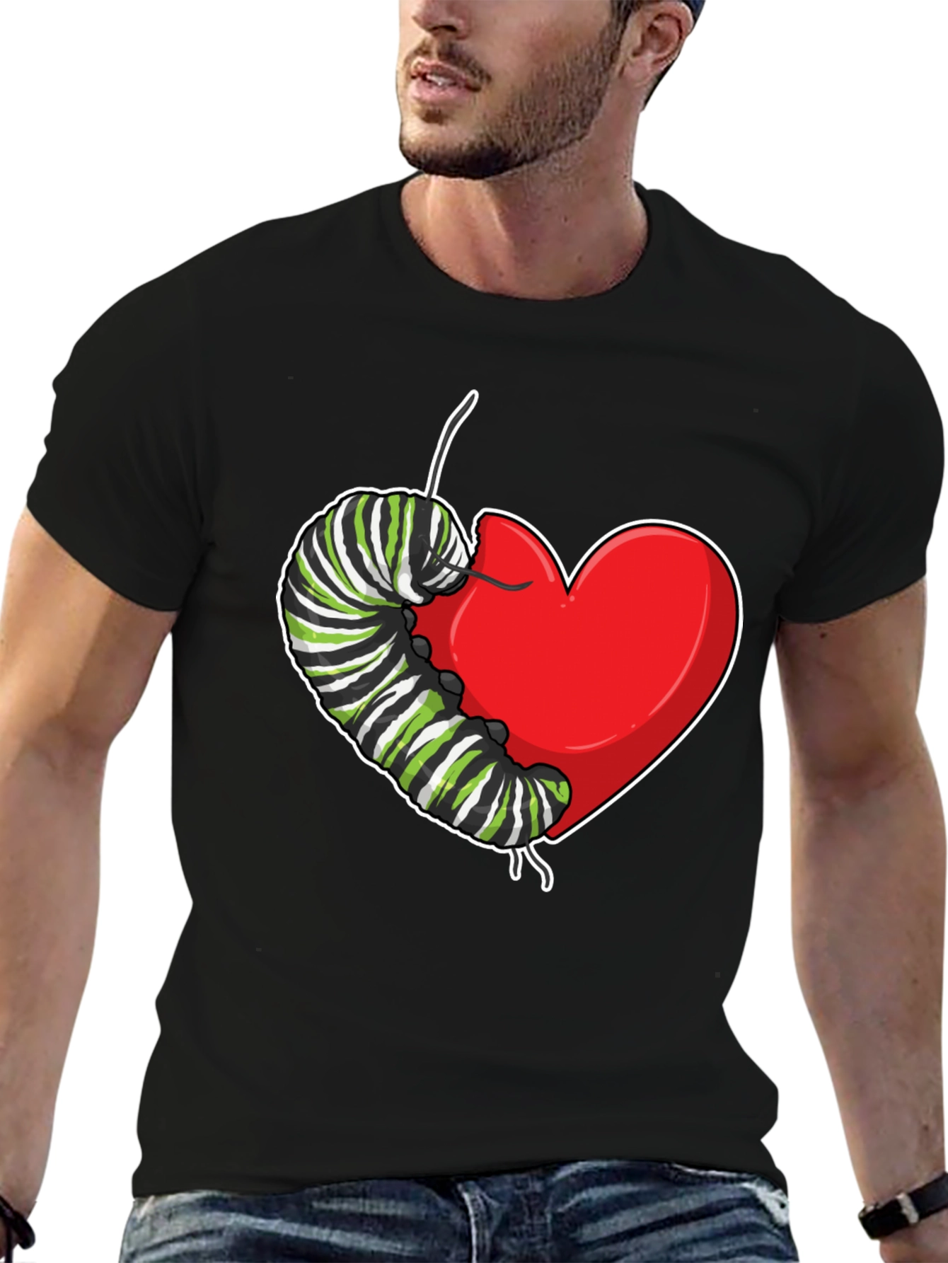 Caterpillar Heart Graphic T-Shirt - Soft Cotton
