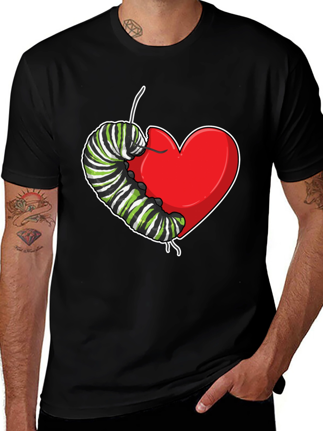 Caterpillar Heart Graphic T-Shirt - Soft Cotton