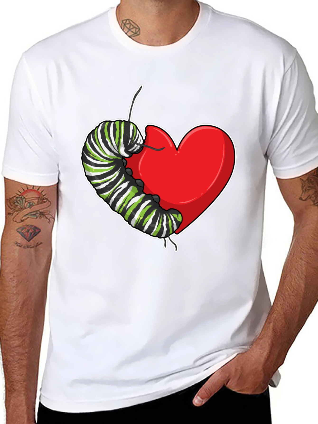 Caterpillar Heart Graphic T-Shirt - Soft Cotton