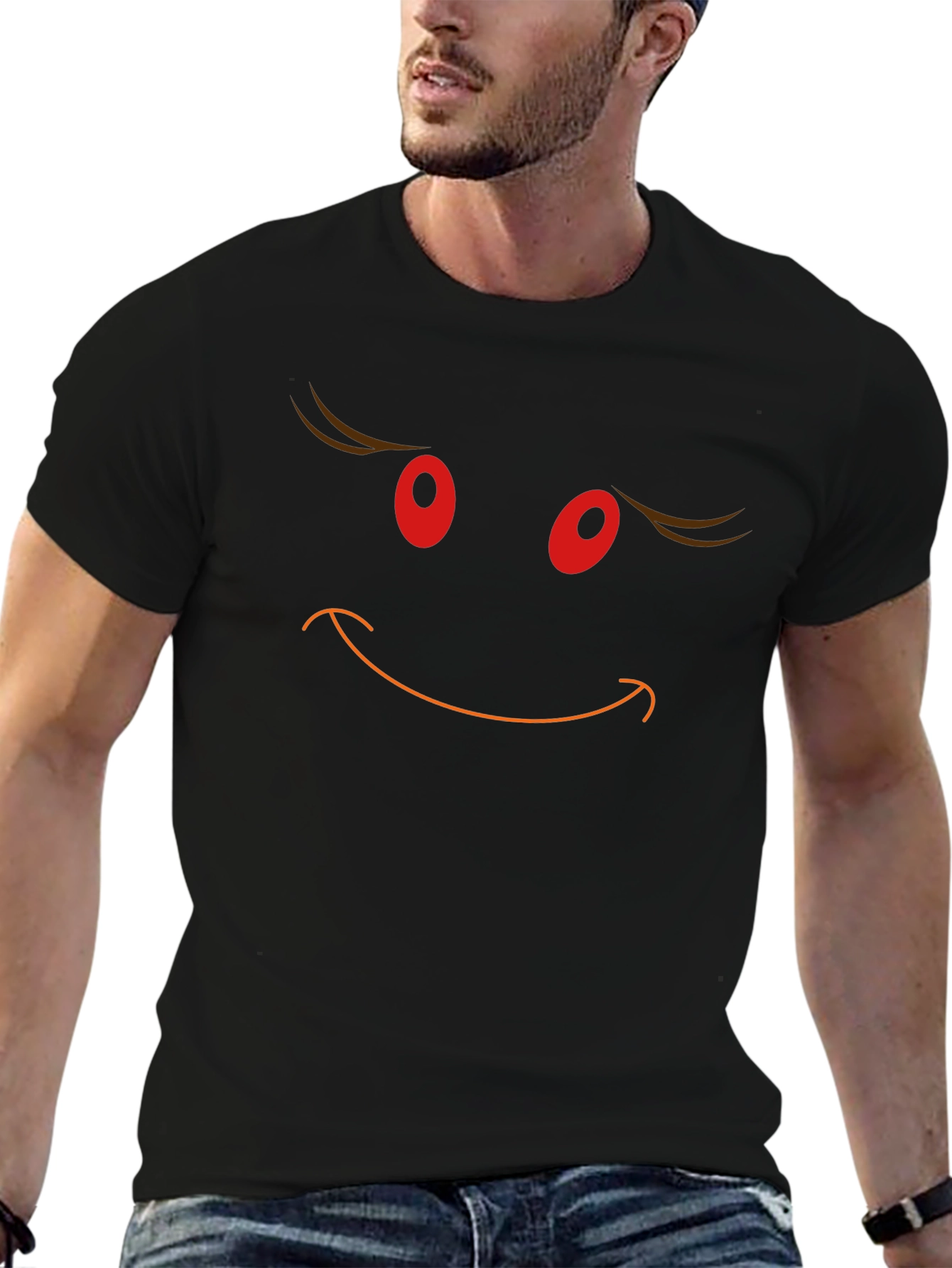 Grinchy Grin Graphic Tee - Black Cotton Blend