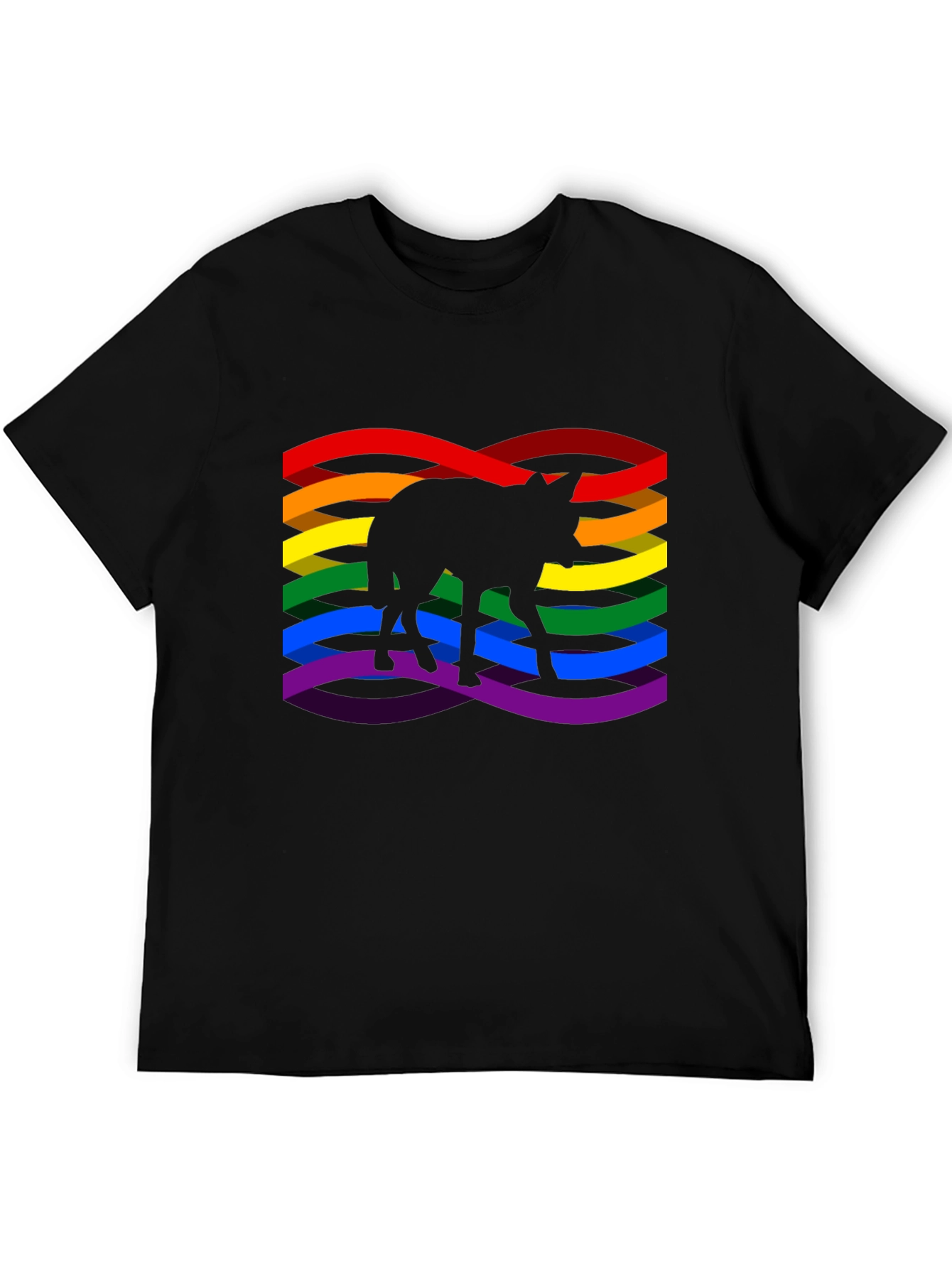 Pride Coyote Graphic T-Shirt - Black Cotton Blend