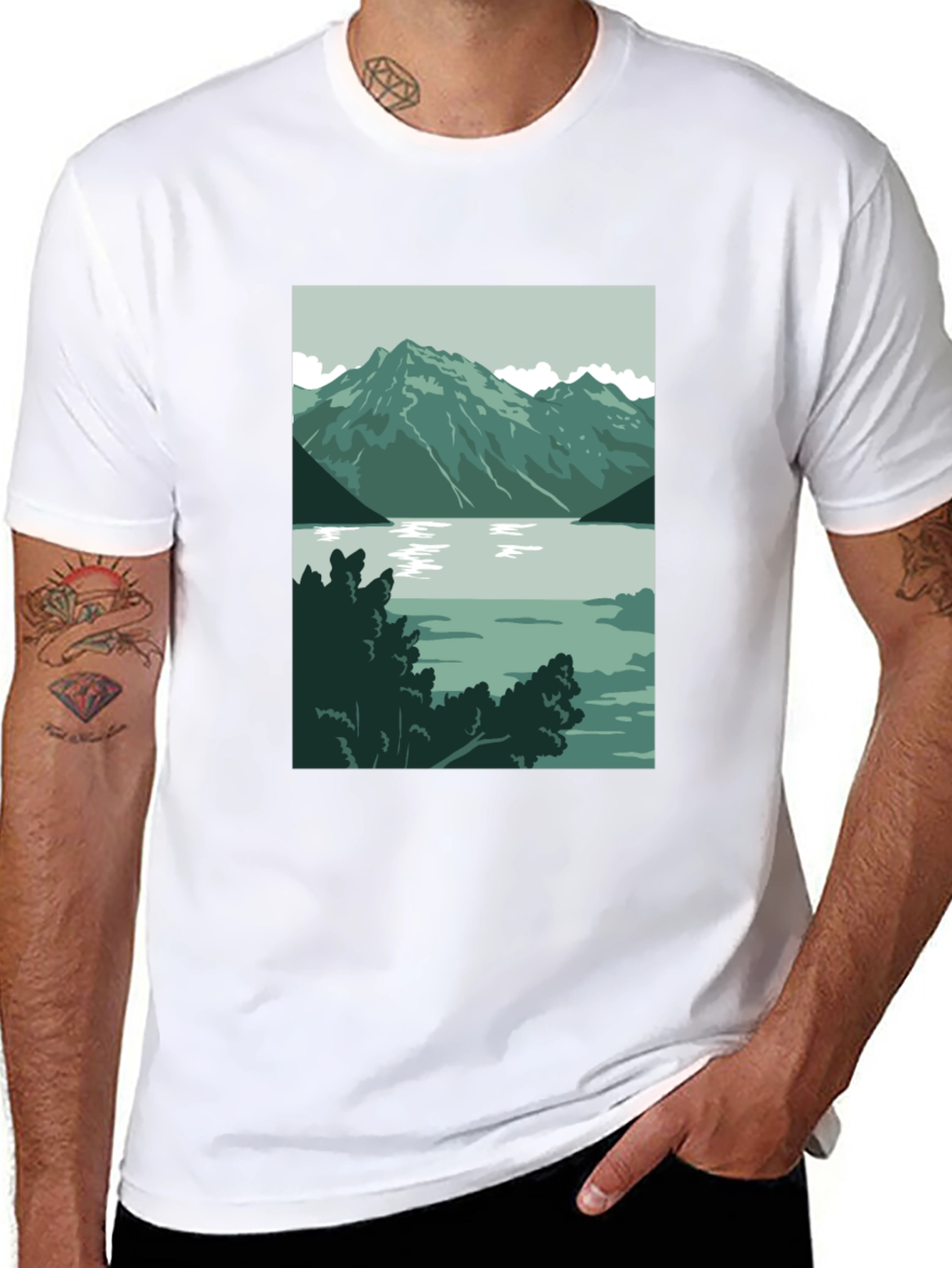 Mountain Lake Graphic Tee - Nature Inspired T-Shirt