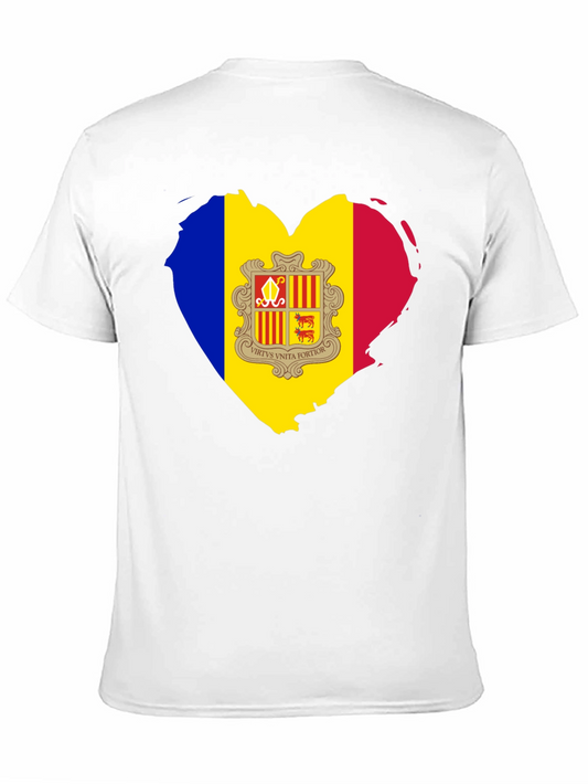 Andorra Flag Heart T-Shirt - Black Cotton Tee