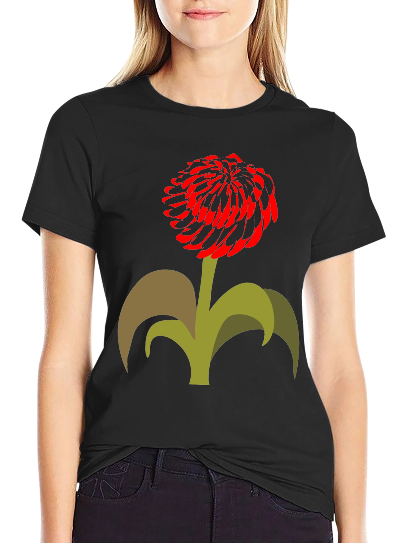 Floral Print Black T-Shirt