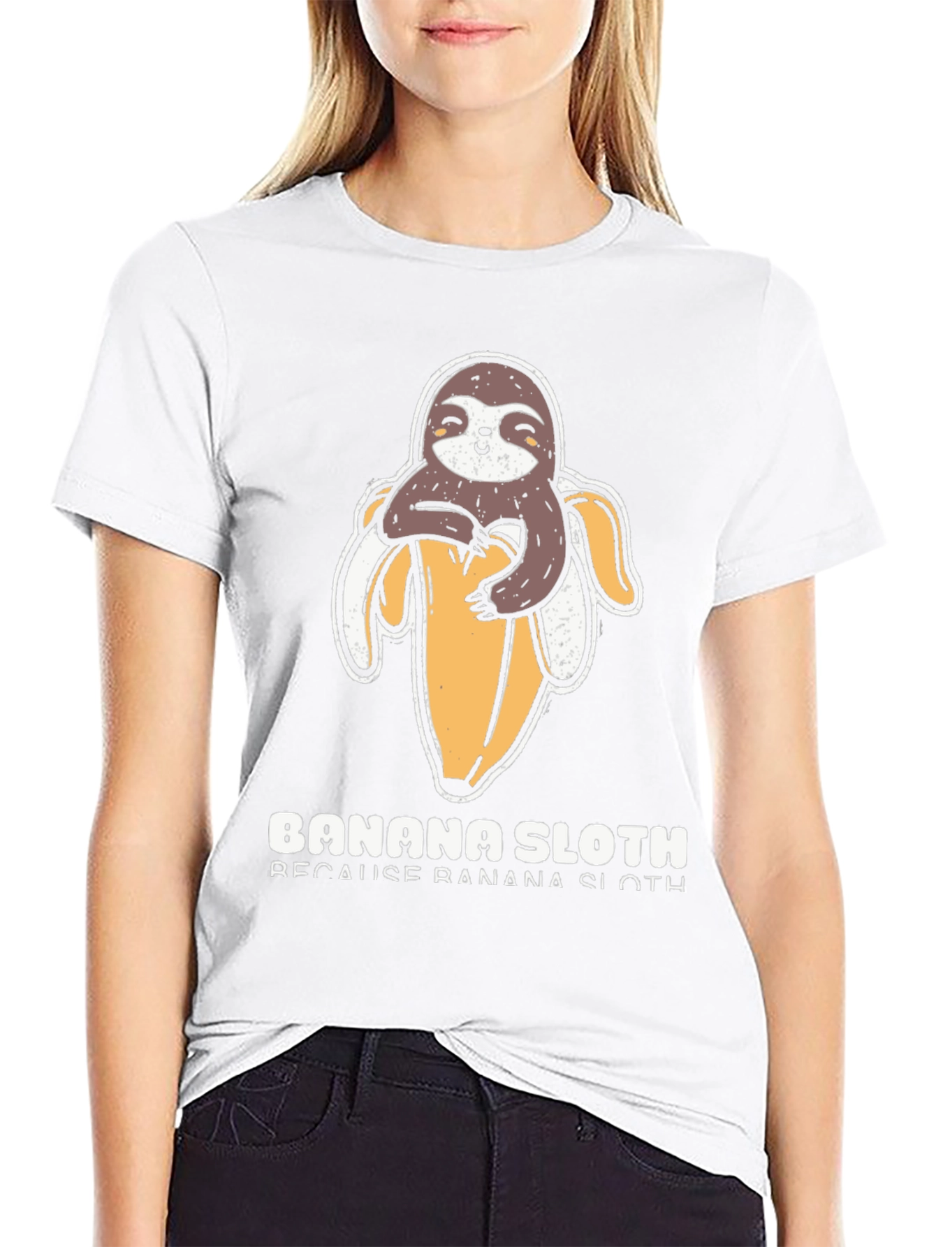 Banana Sloth Graphic T-Shirt - Casual Wear