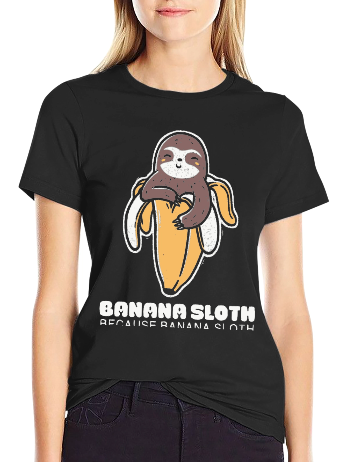 Banana Sloth Graphic T-Shirt - Casual Wear