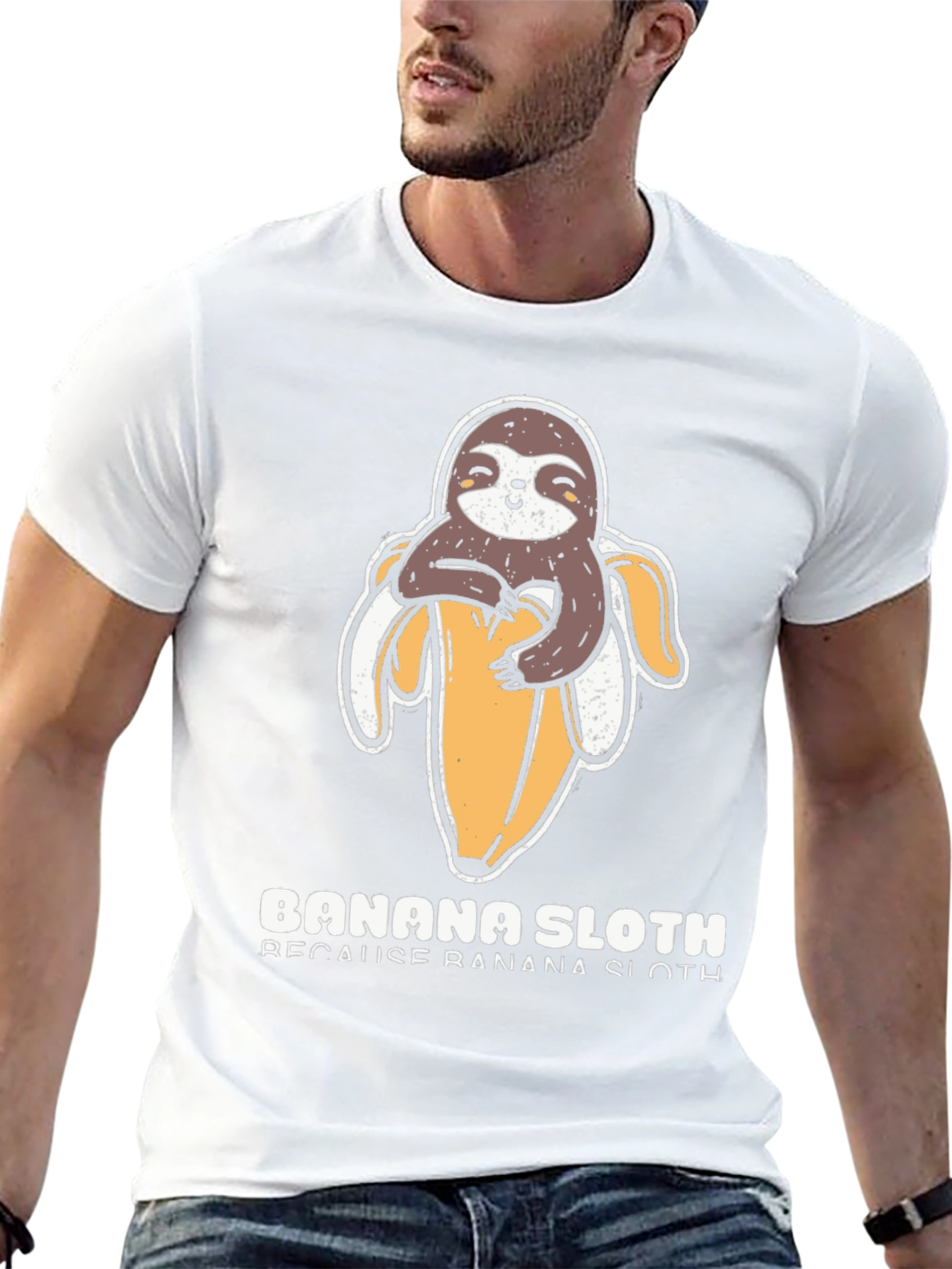 Banana Sloth Graphic T-Shirt - Casual Wear