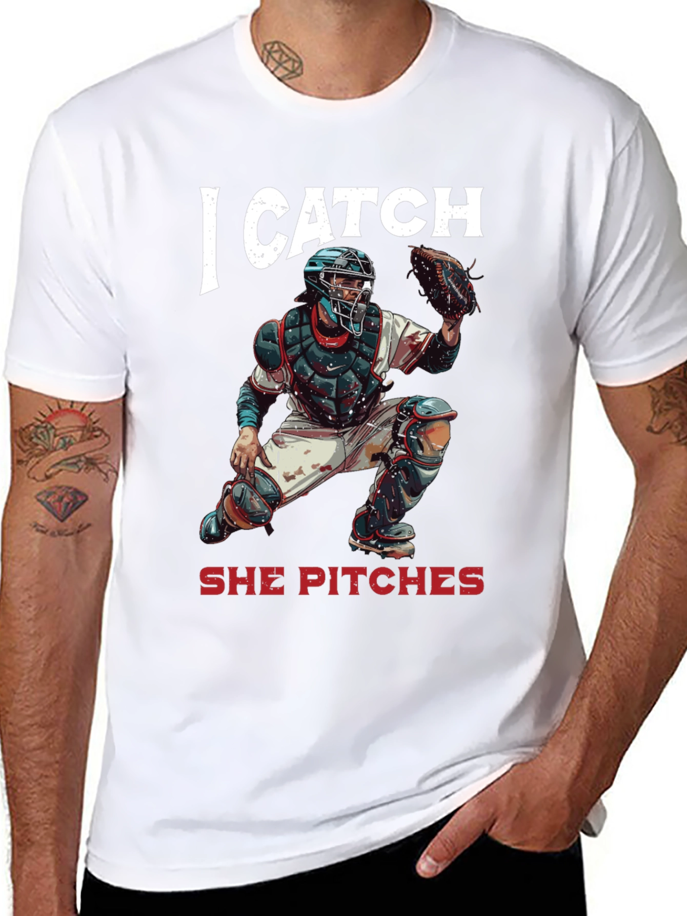 I Catch She Pitches Baseball T-Shirt