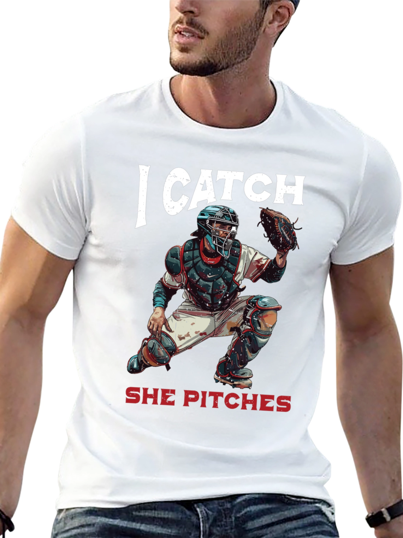 I Catch She Pitches Baseball T-Shirt