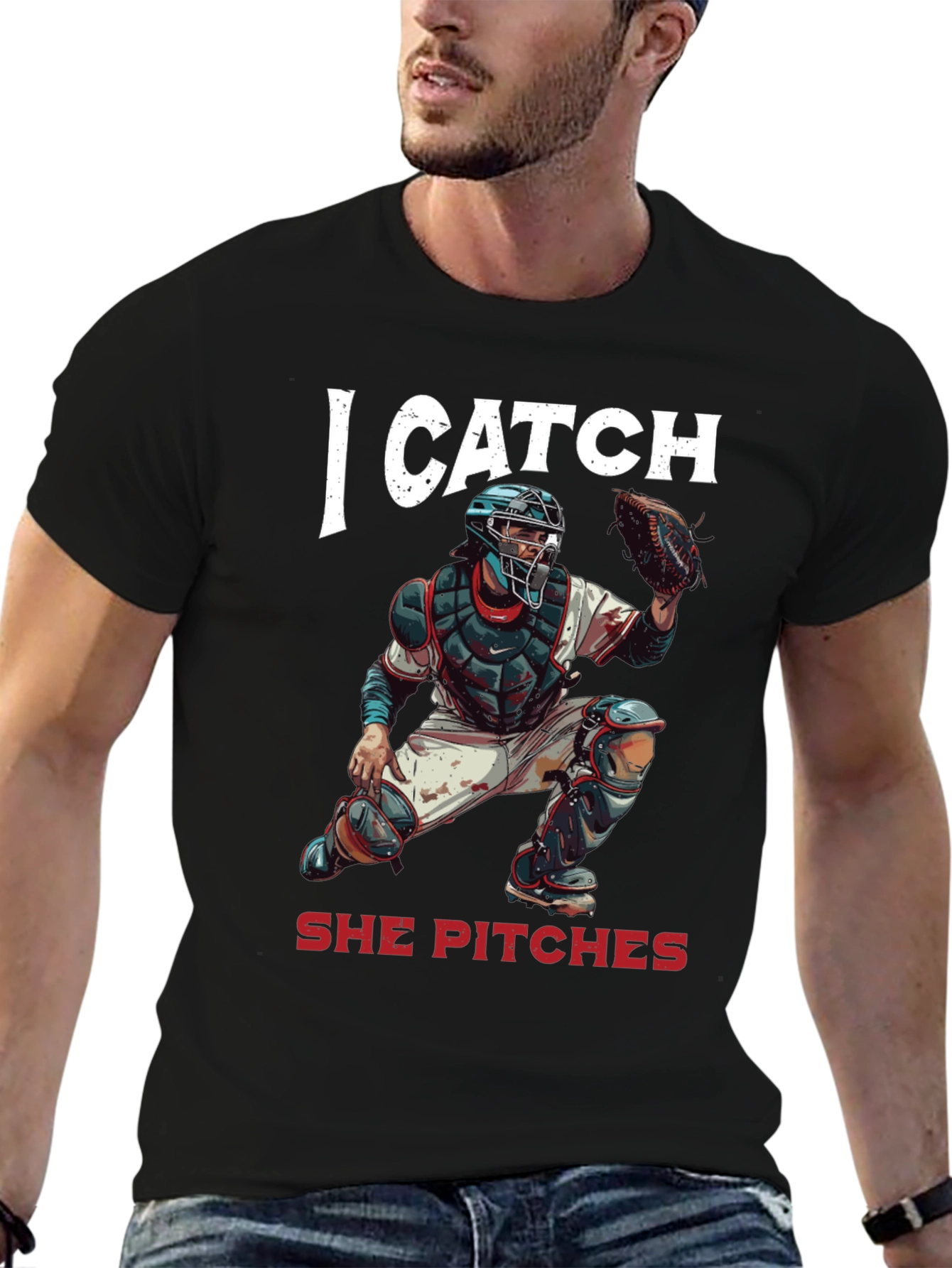 I Catch She Pitches Baseball T-Shirt