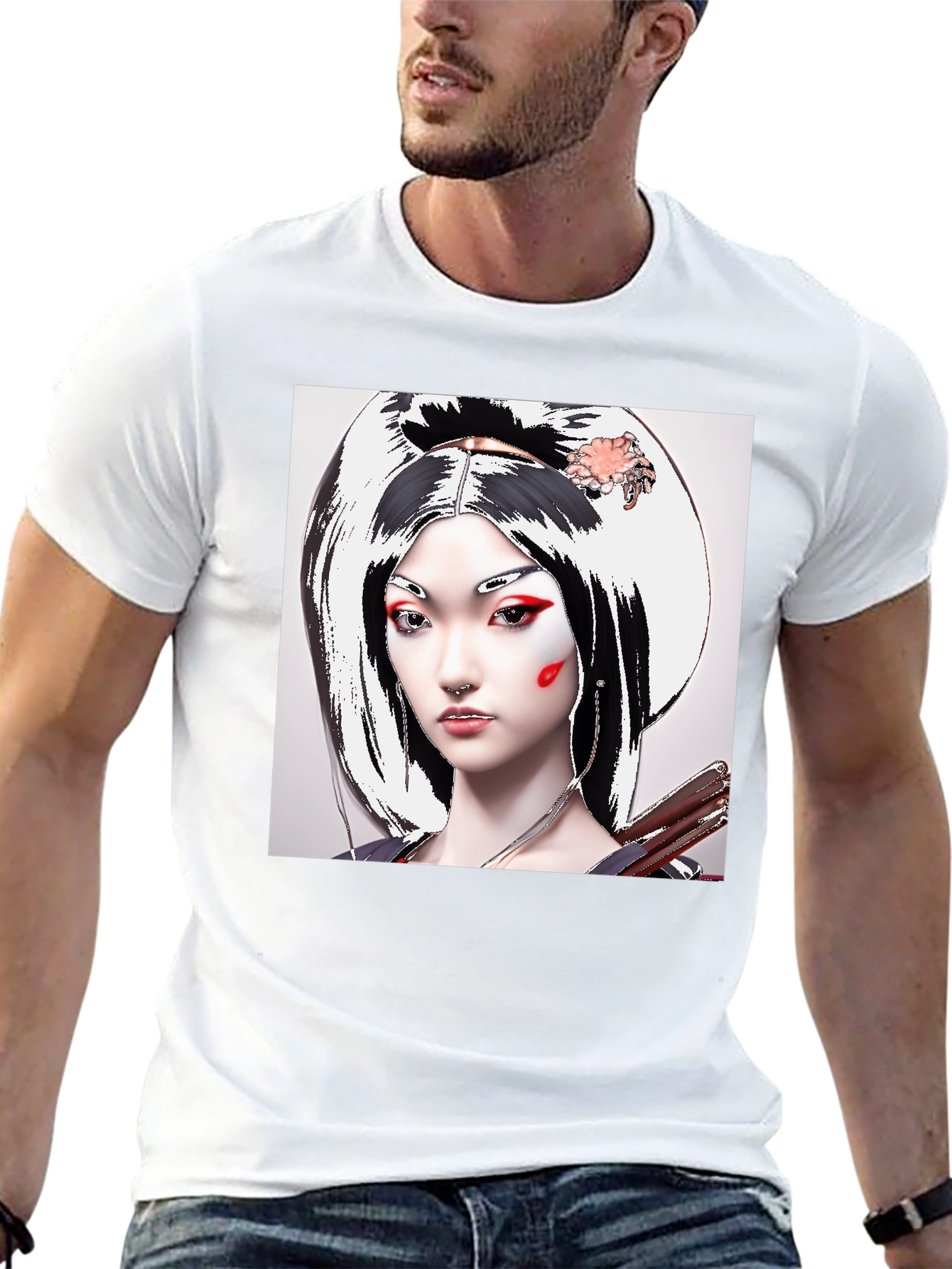 Geisha Graphic Tee - Unique Artistic Design