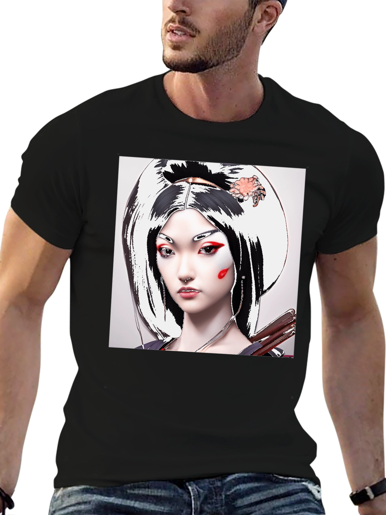 Geisha Graphic Tee - Unique Artistic Design