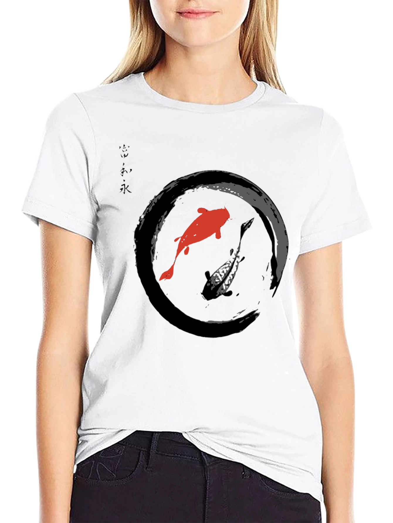 Koi Fish Zen Circle Graphic T-Shirt