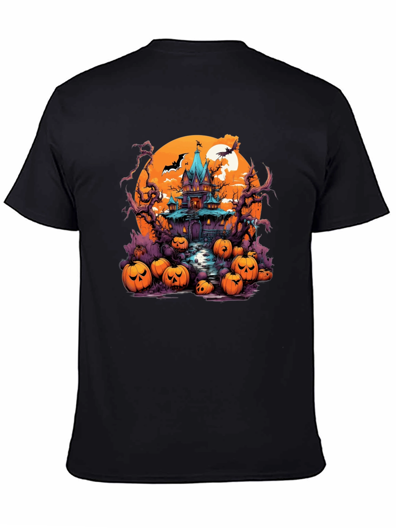 Halloween Haunt T-Shirt: Spooky House Pumpkin Design