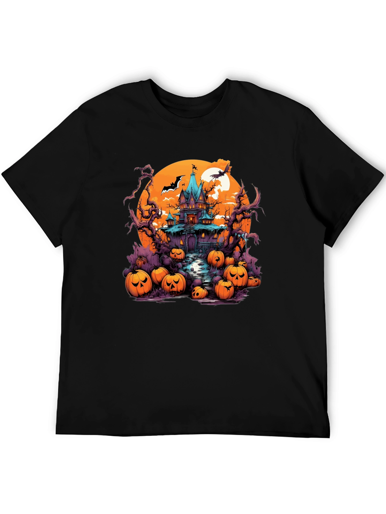 Halloween Haunt T-Shirt: Spooky House Pumpkin Design