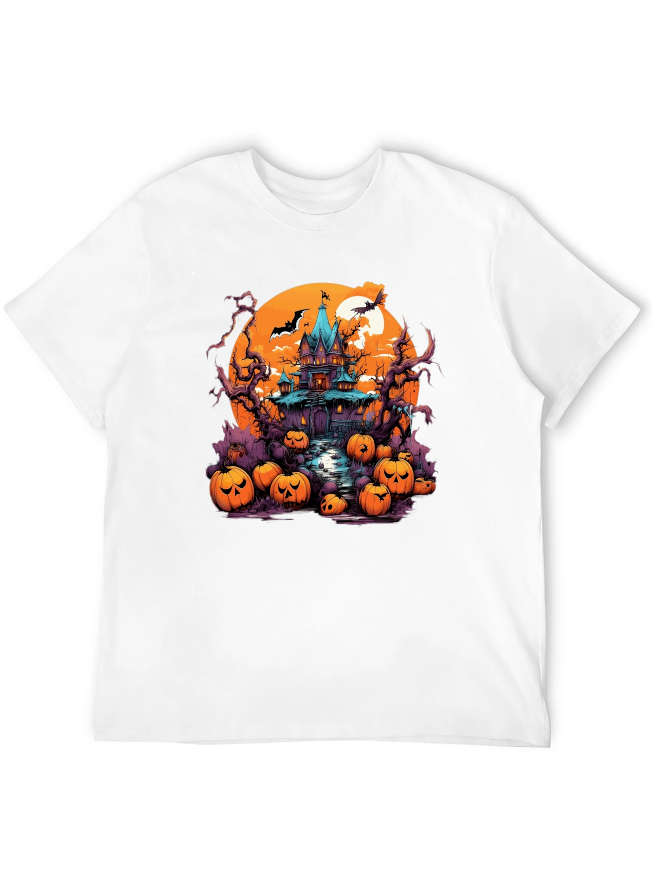 Halloween Haunt T-Shirt: Spooky House Pumpkin Design