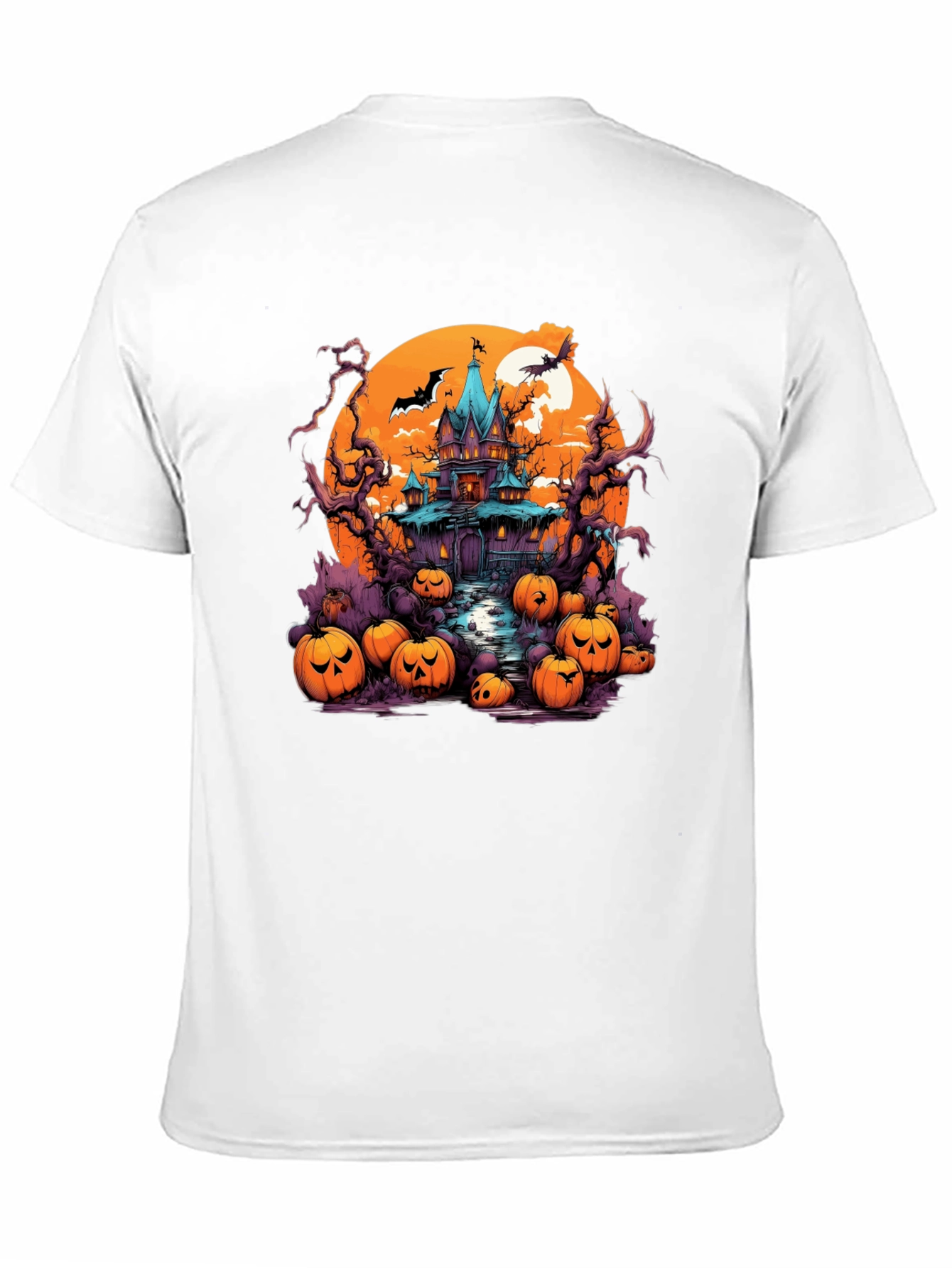 Halloween Haunt T-Shirt: Spooky House Pumpkin Design