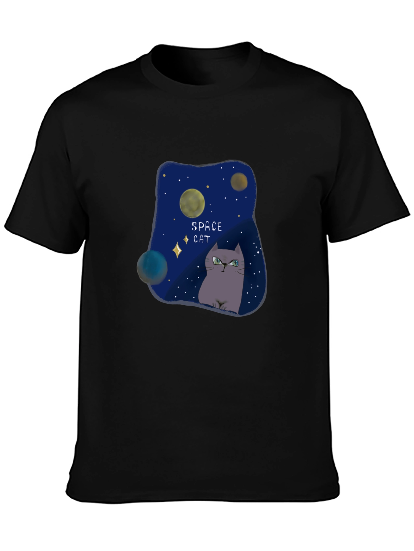 Space Cat Graphic T-Shirt - Galaxy Design