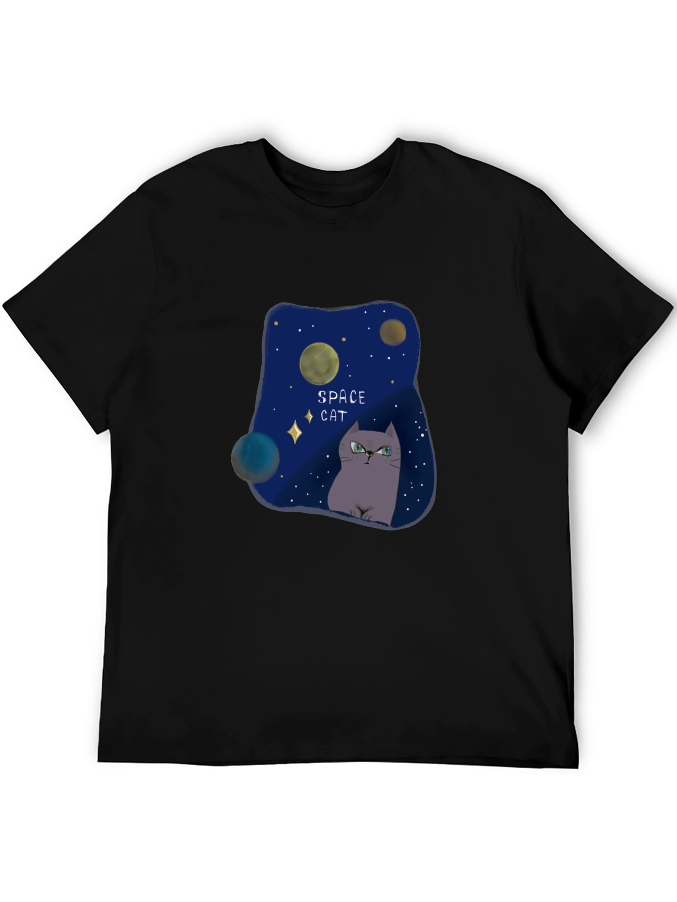 Space Cat Graphic T-Shirt - Galaxy Design