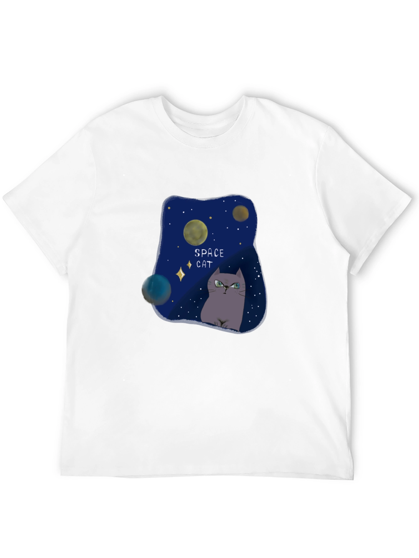 Space Cat Graphic T-Shirt - Galaxy Design