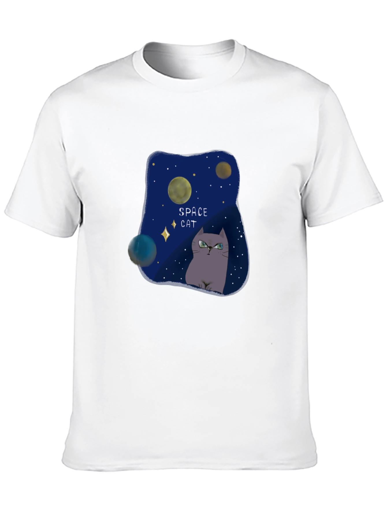 Space Cat Graphic T-Shirt - Galaxy Design