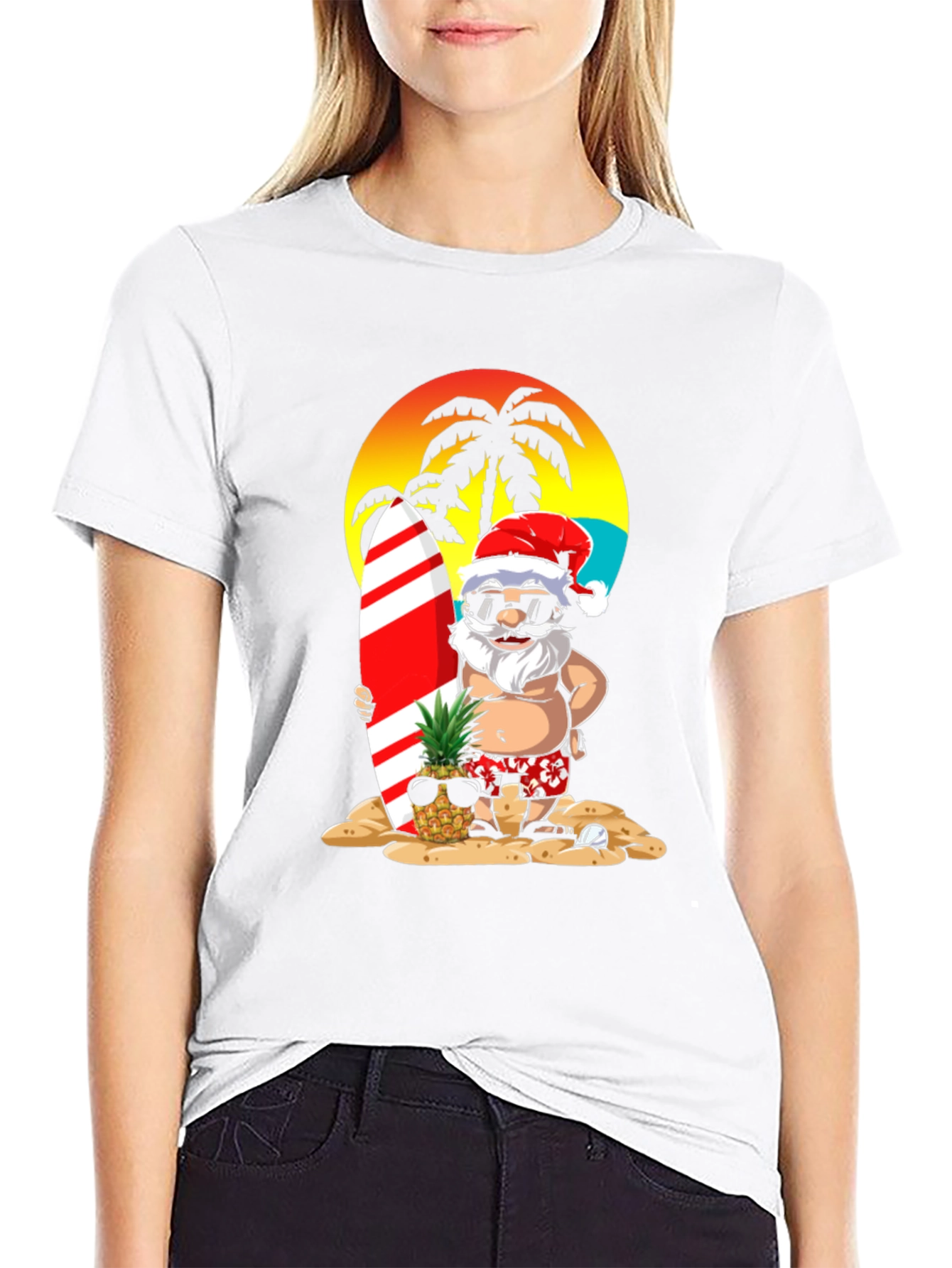 Summer Santa Surf T-Shirt - Beach Holiday Tee