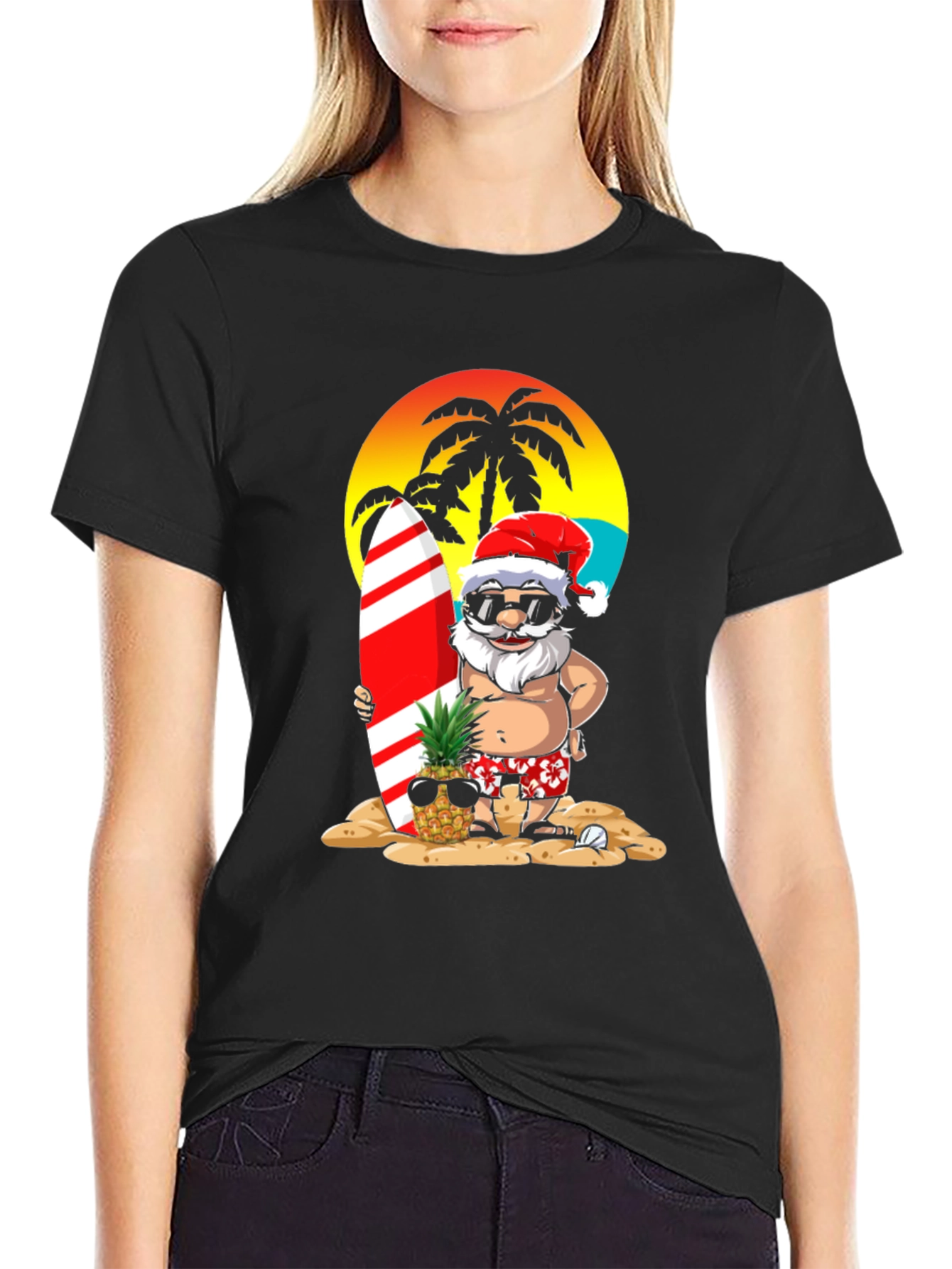 Summer Santa Surf T-Shirt - Beach Holiday Tee