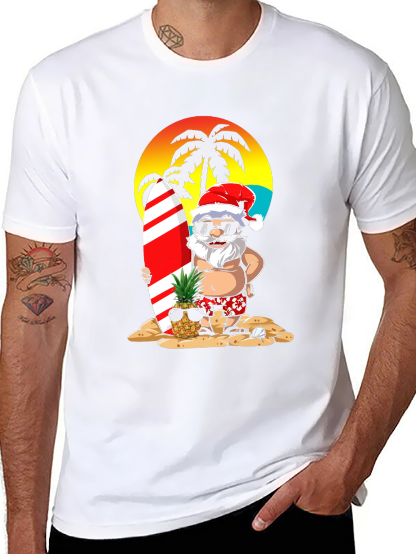 Summer Santa Surf T-Shirt - Beach Holiday Tee
